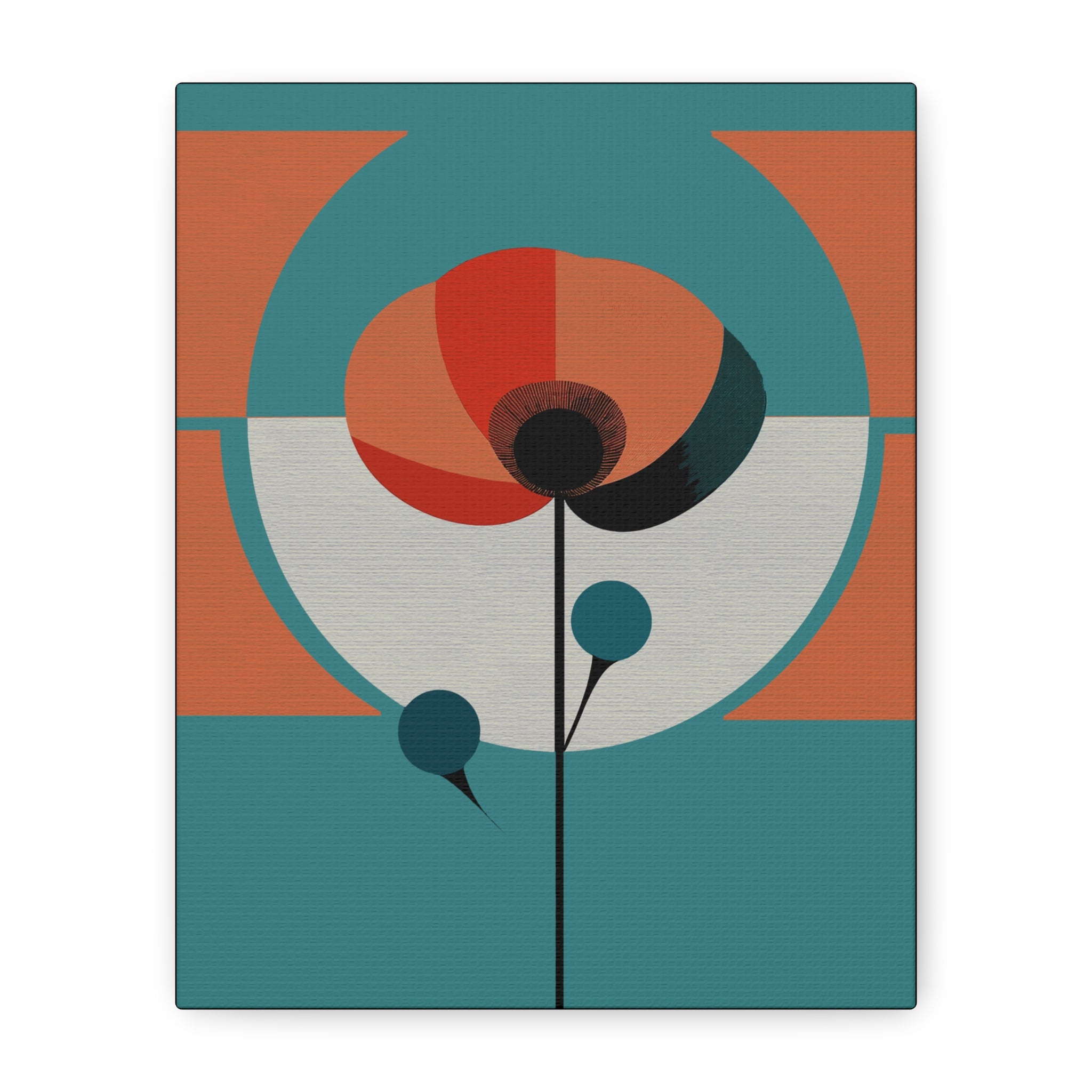 Mid Century Modern Poppy Flower Art Print - Matte Canvas, Stretched, 1.25"