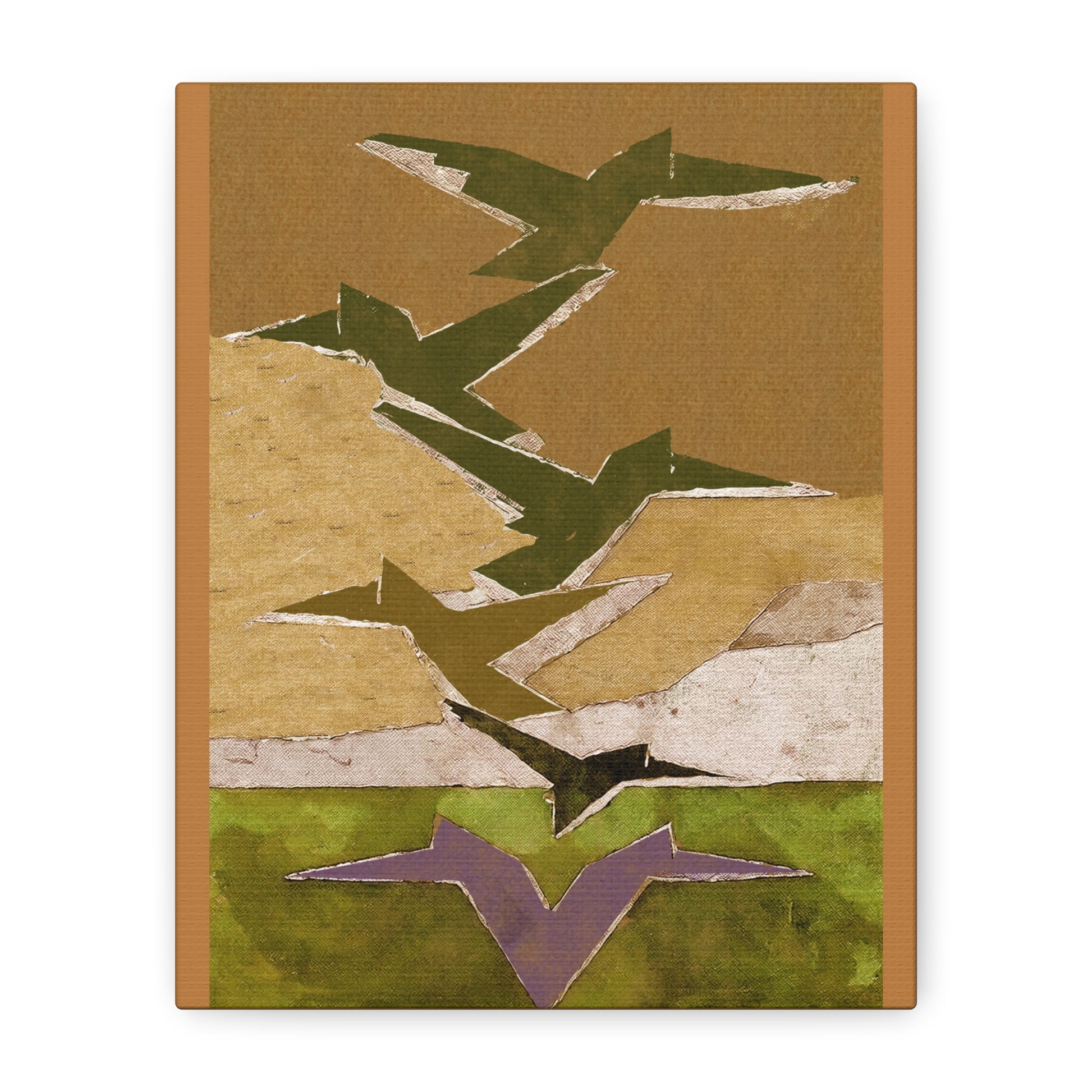 Midwest Mod Paper Crane Birds Art Print - Matte Canvas, Stretched, 1.25"