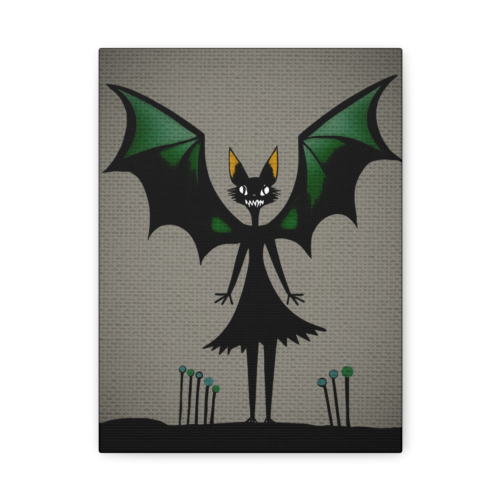 Halloween Seasonal Midwest Mod Batgirl Art Print - Matte Canvas, Stretched, 1.25"