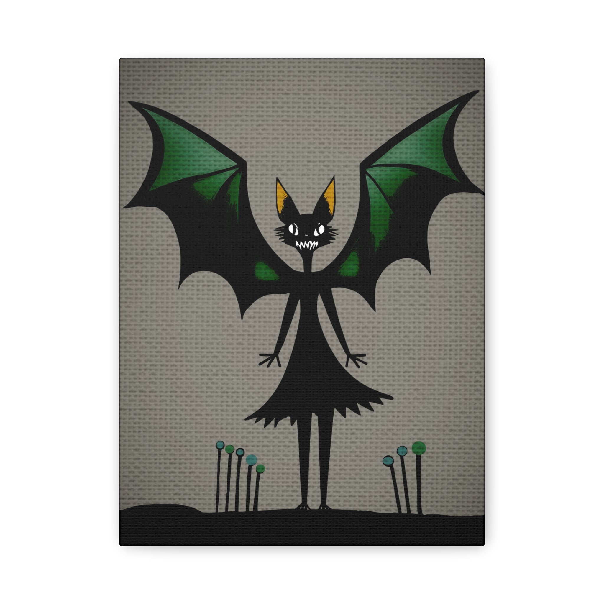 Halloween Seasonal Midwest Mod Batgirl Art Print  - Matte Canvas, Stretched, 1.25"