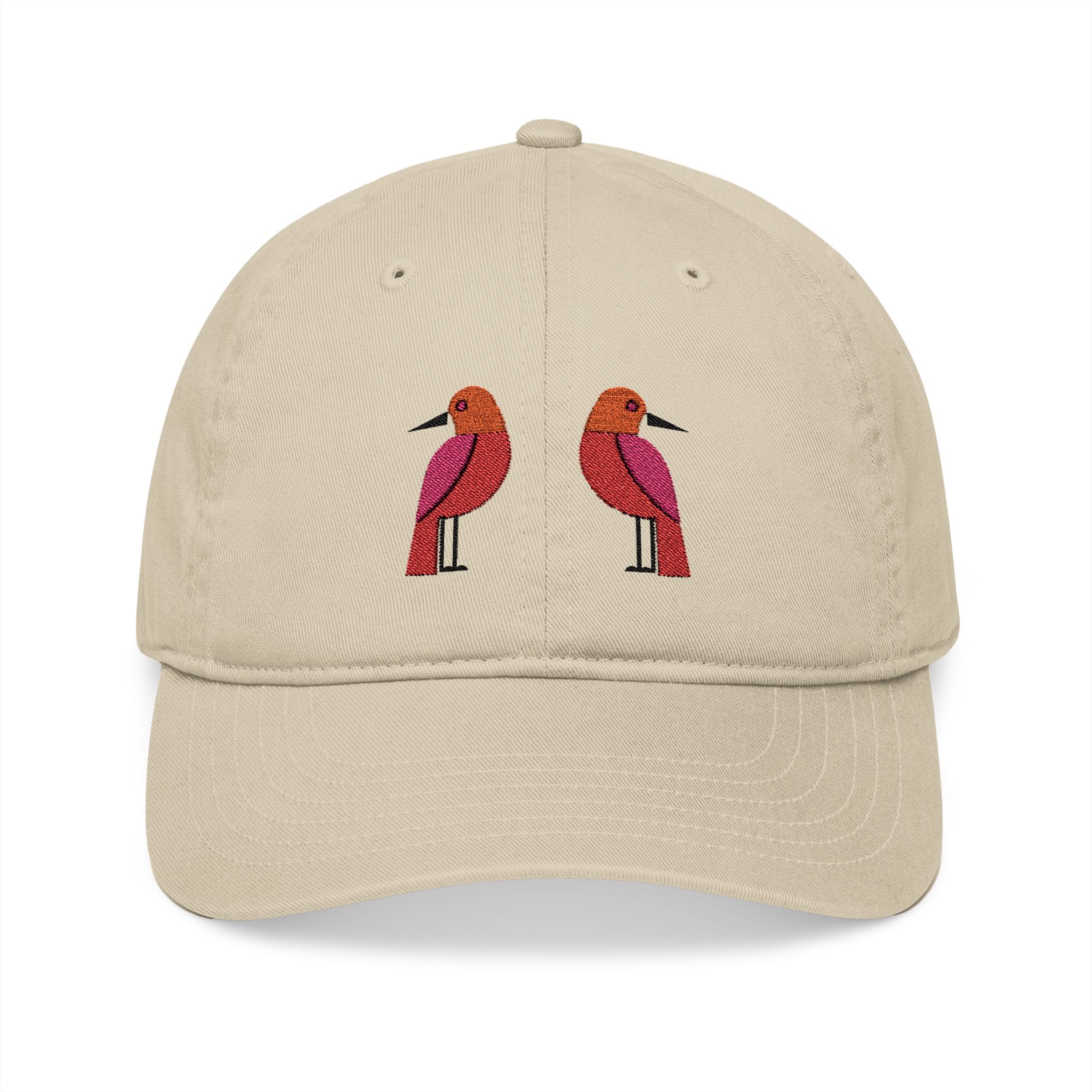 Embroidered Organic Baseball Cap - Stylish Danish Modern Bird Design