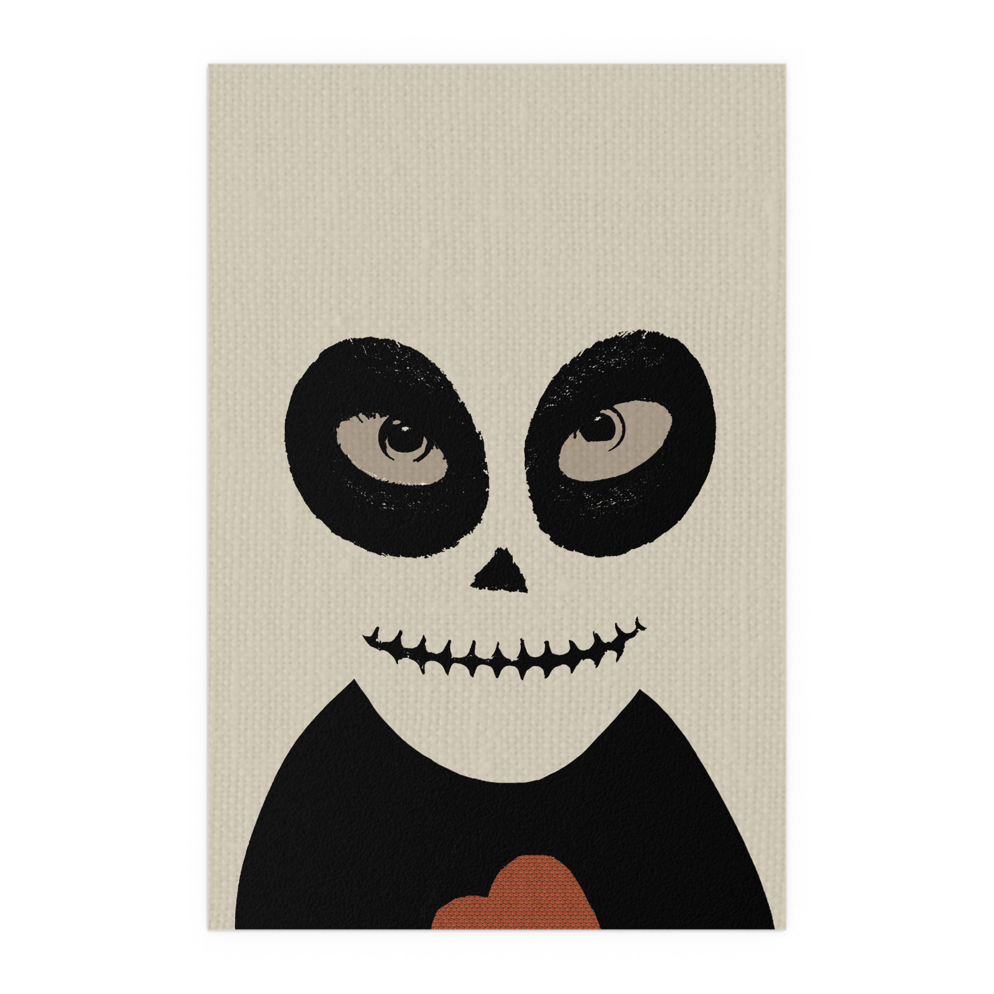 Midwest Mod Black and White Broken Hearted Skeleton Portrait Seasonal Silk Poster, Indoor and Outdoor Decor, Unique Home Decor, Seasonal Decor, Halloween, skeleton