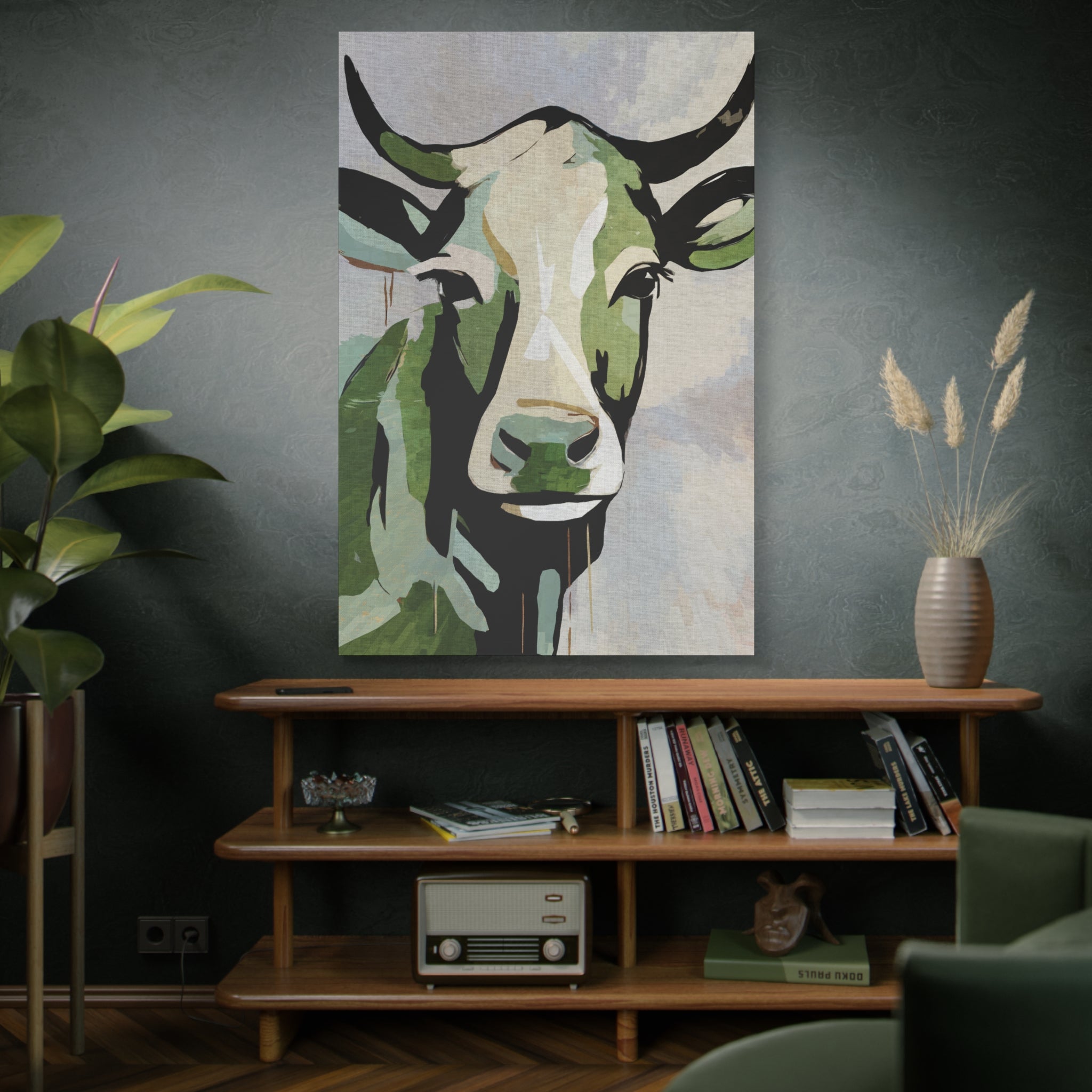 He Is A Boss - Modern Abstract Cow Portrait - Matte Canvas, Stretched, 1.25"