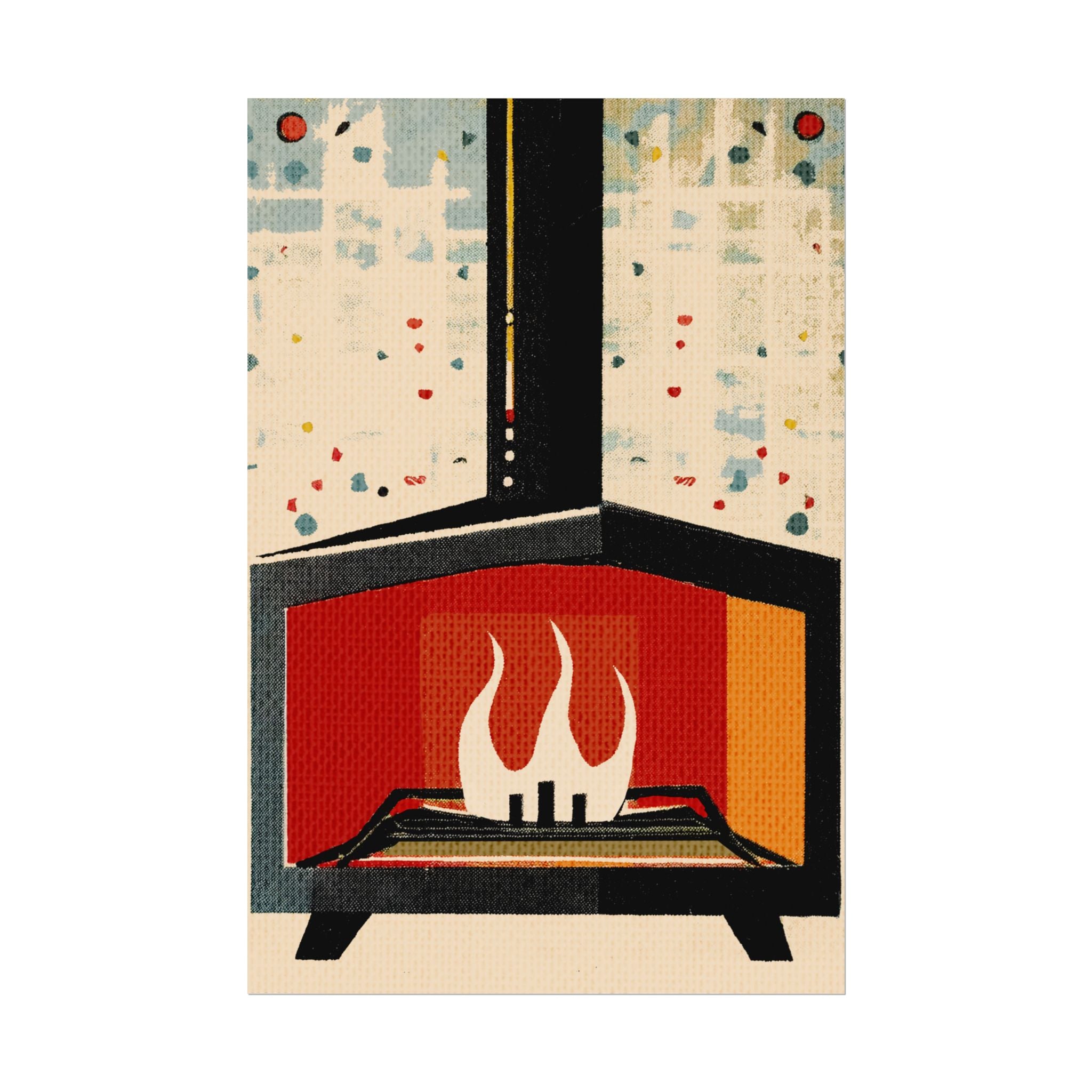 Mid Century Modern Fireplace Art Print Rolled Poster | Wall Art, Midwest Mod