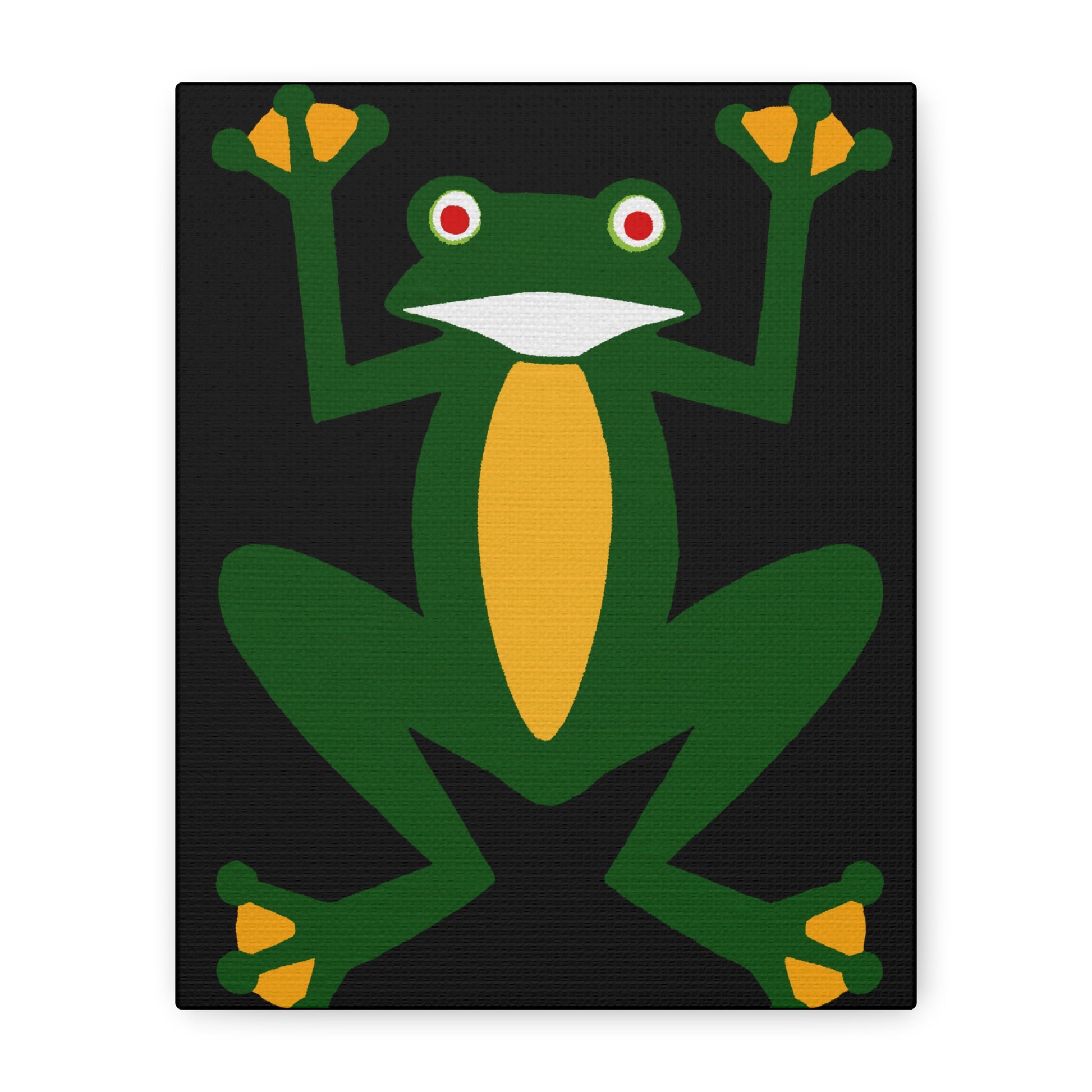 Midwest Modern Vibrant Green & Yellow Frog Nursery Art Print - Matte Canvas, Stretched, 1.25"