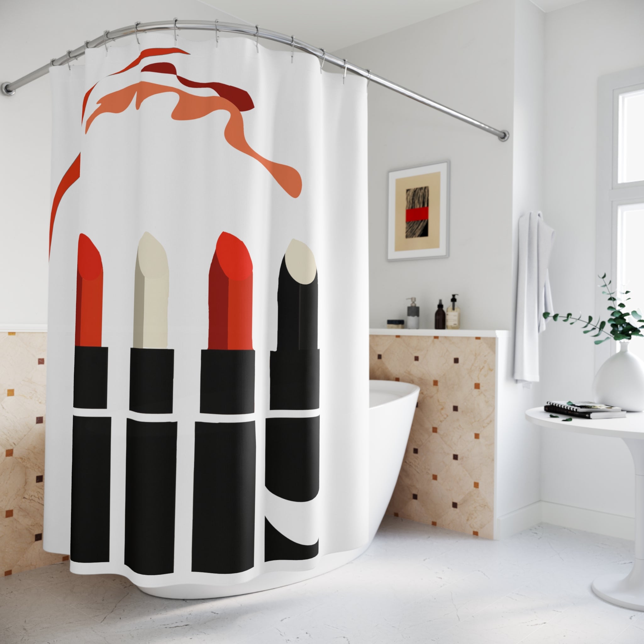 Modern Graphic Pop Art Lipstick Lipsticks Shower Curtain