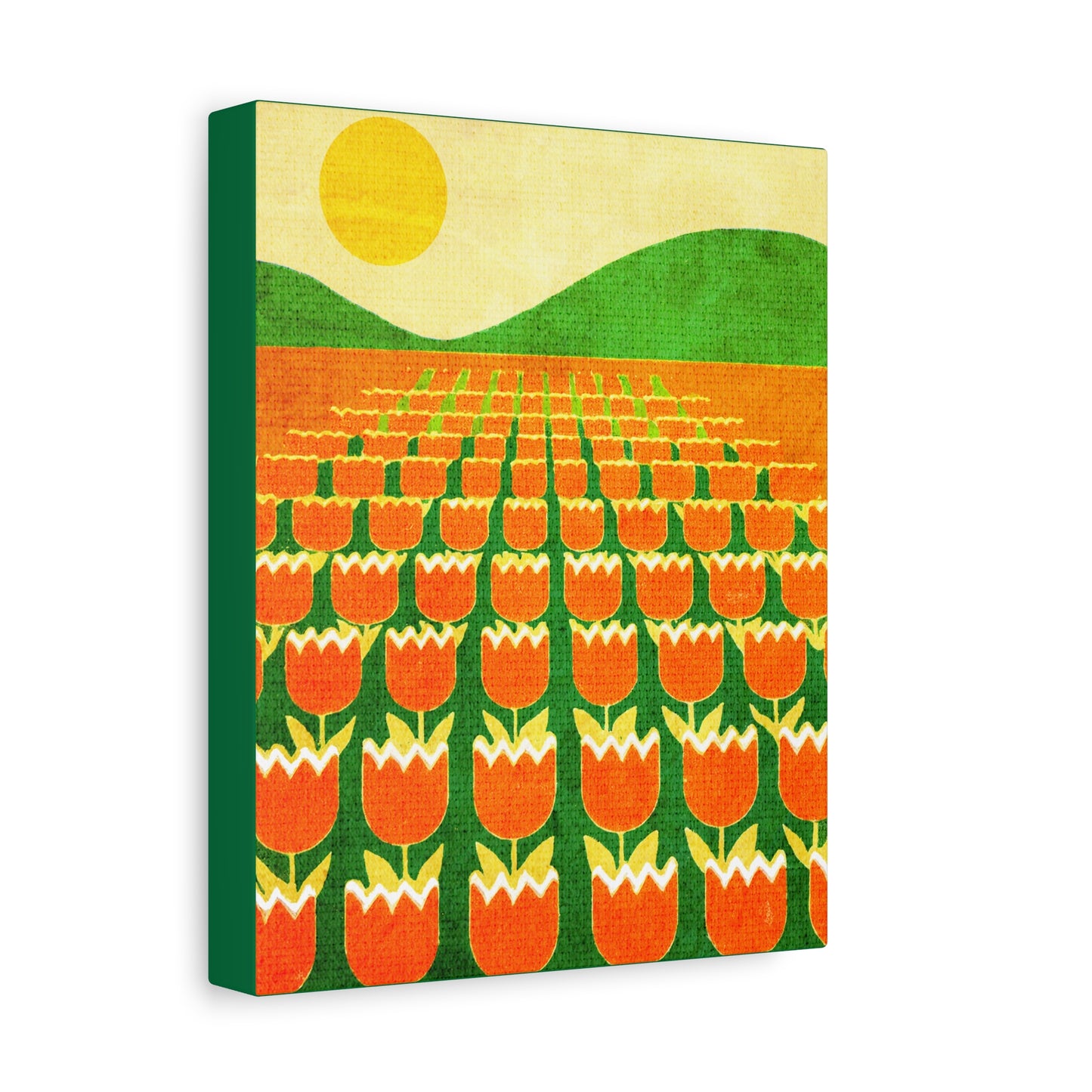 Midwest Modern Tulip Field Landscape Print - Matte Canvas, Stretched, 1.25"