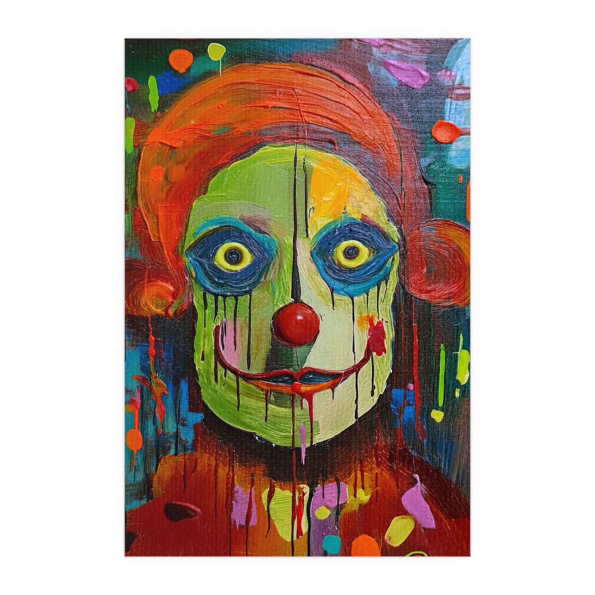 Midwest Mod Creepy Clown Seasonal Silk Poster, Indoor and Outdoor Decor, Unique Home Decor, Seasonal Decor, Halloween, Creepy Clown