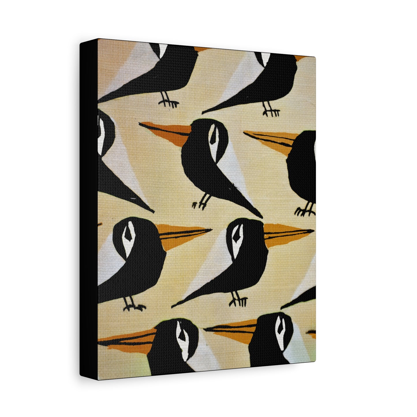 Midwest Modern Black and White Retro Bird Art Print - Matte Canvas, Stretched, 1.25"