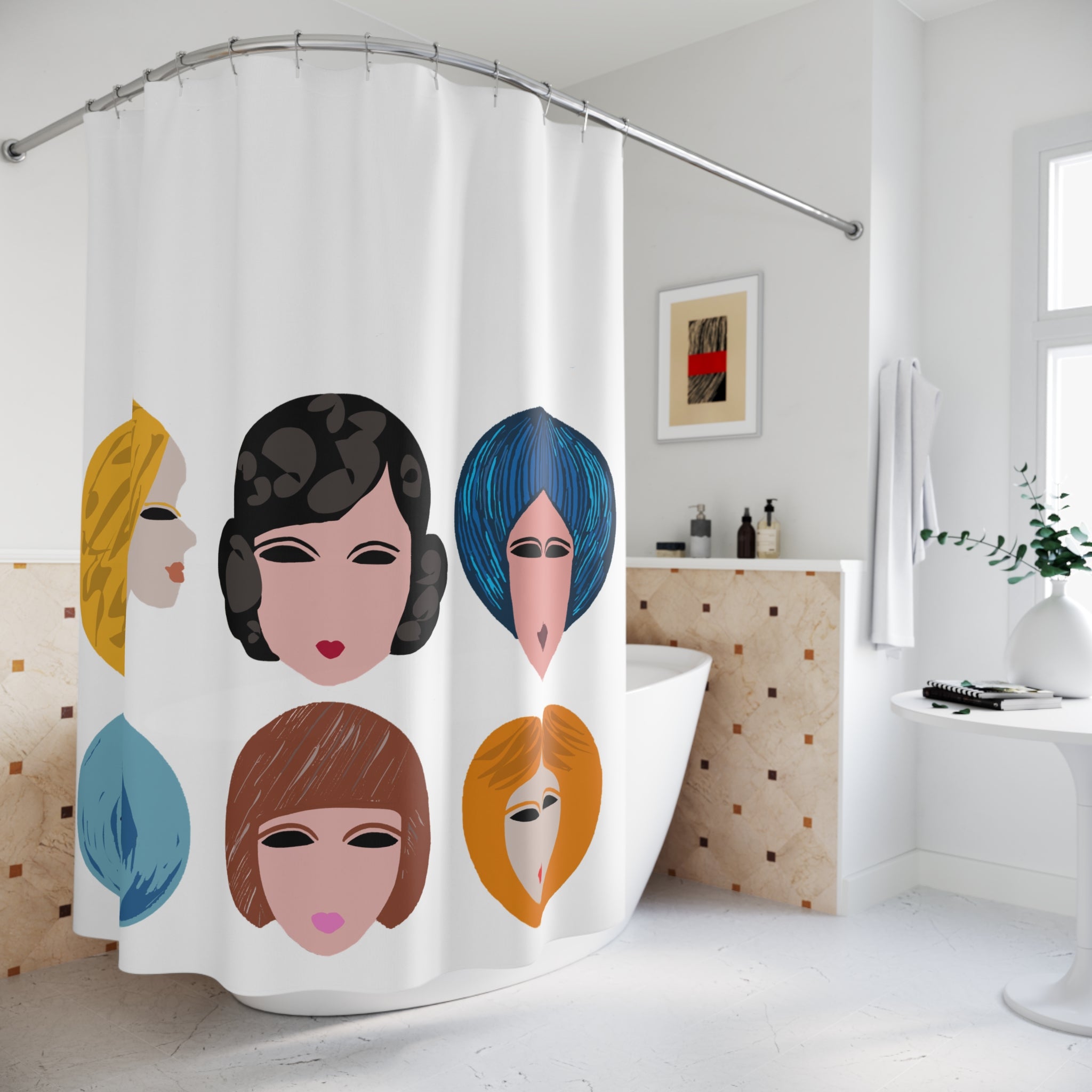 MCM Inspired Retro Hairdo Shower Curtain