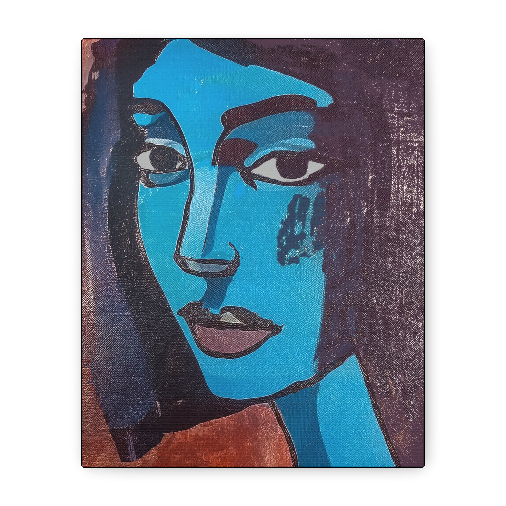 Abstract Midwest Mod Woman Portrait Blue-  Matte Canvas, Stretched, 1.25"