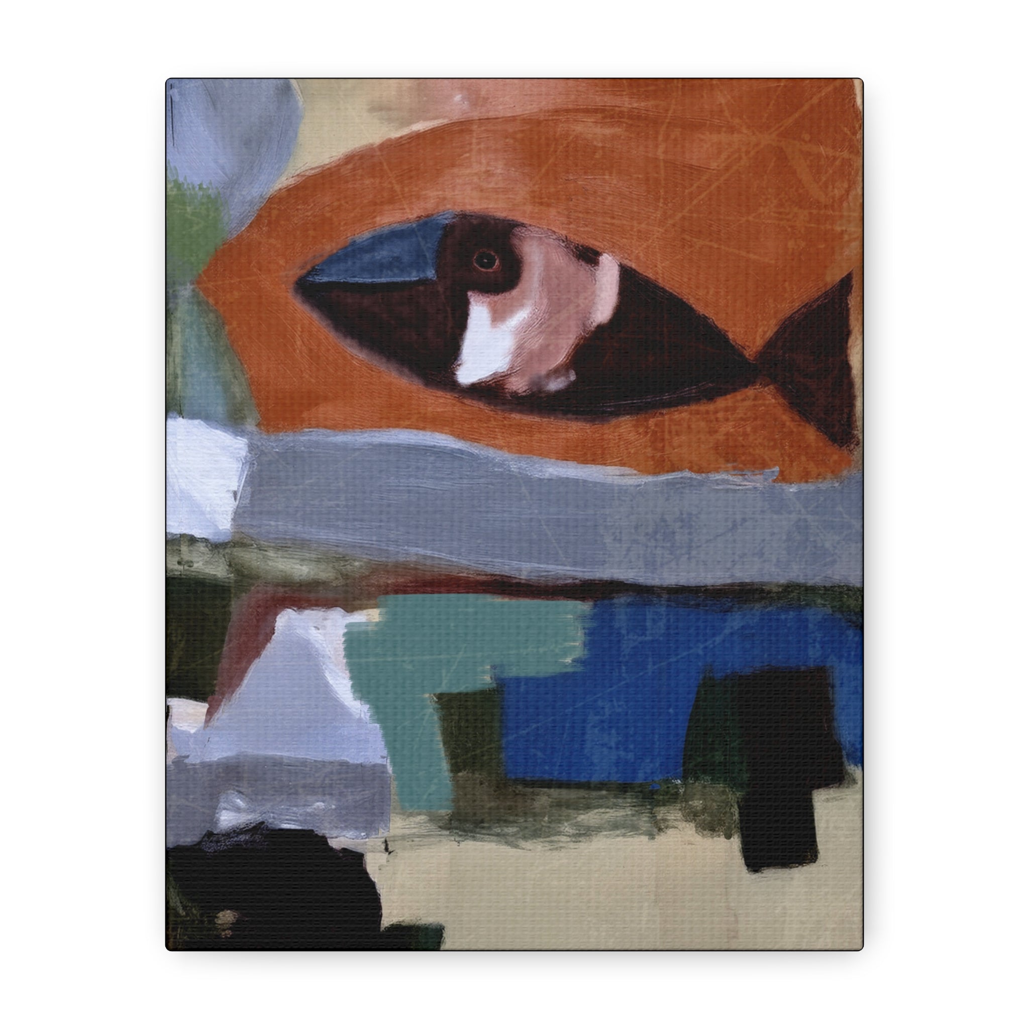 Midwest Mod MCM Inspired Fish Art Print  - Matte Canvas, Stretched, 1.25"