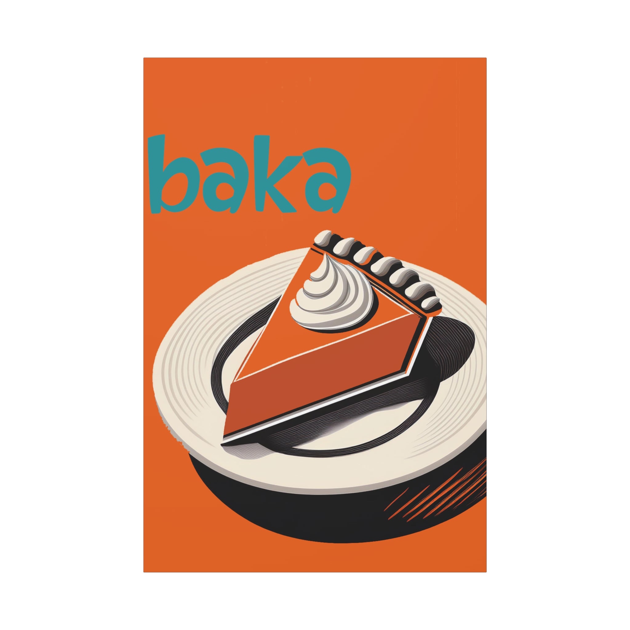 Midwest Mod Holiday Thanksgiving Christmas Pop Art Pumpkin Pie Print- Matte Canvas, Stretched, 1.25", holiday decor, Christmas, pumpkin pie, baka