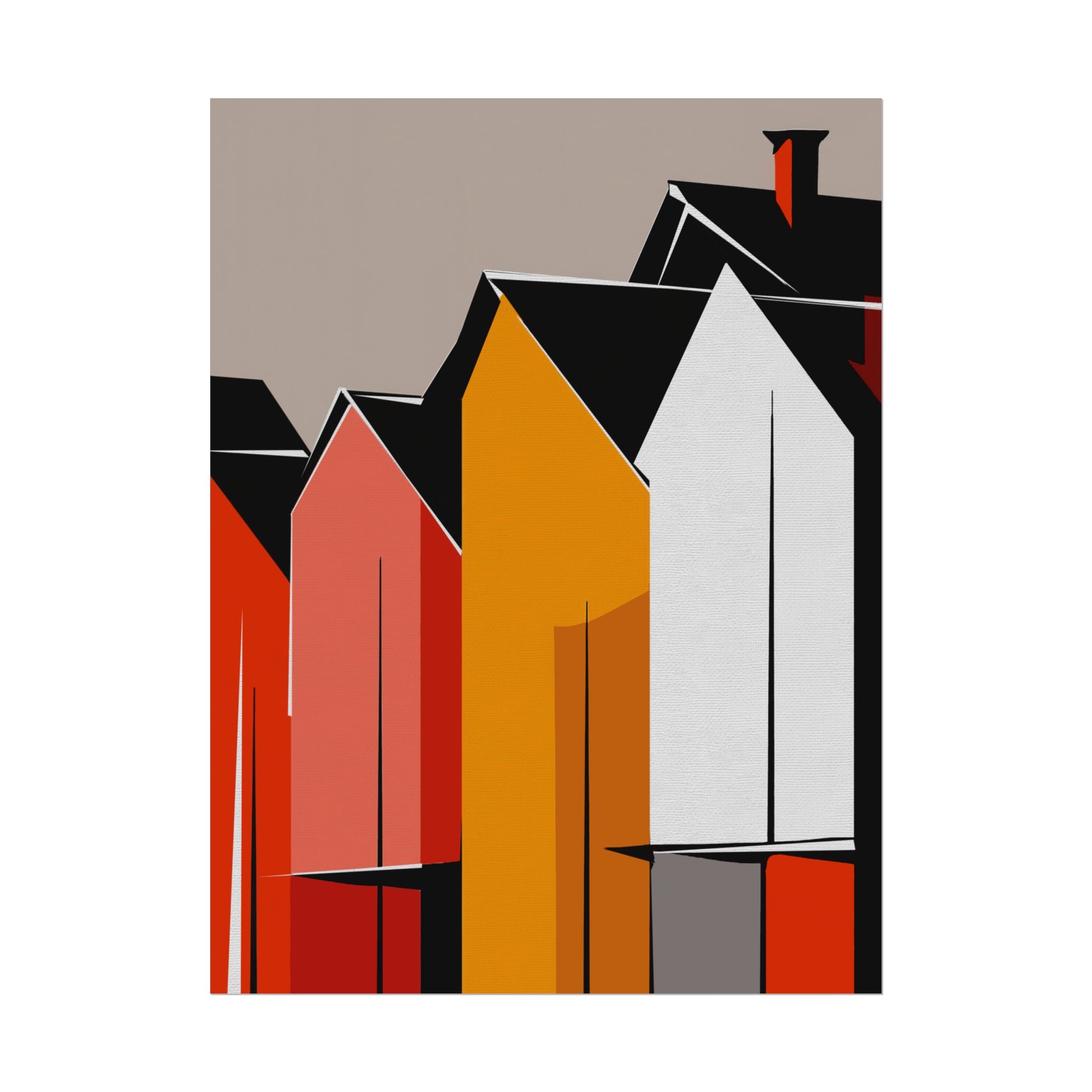 Mid Century Modern Inspired Houses Homes Art Print Rolled Poster | Wall Art, Midwest Mod, Prairie, Architecture