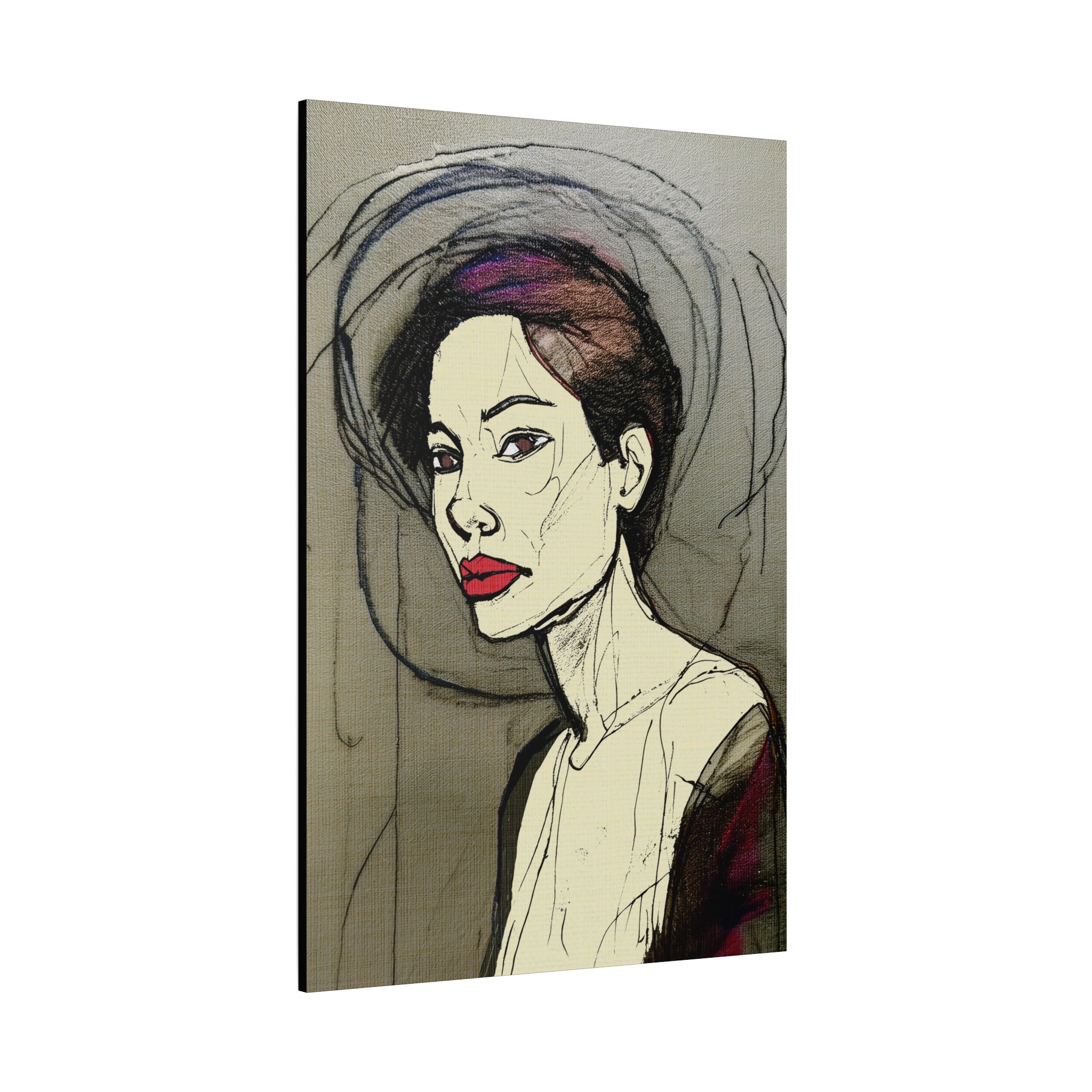 Abstract Woman Portrait Collaborative Modern Art Print Number One - Matte Canvas, Stretched, 1.25"