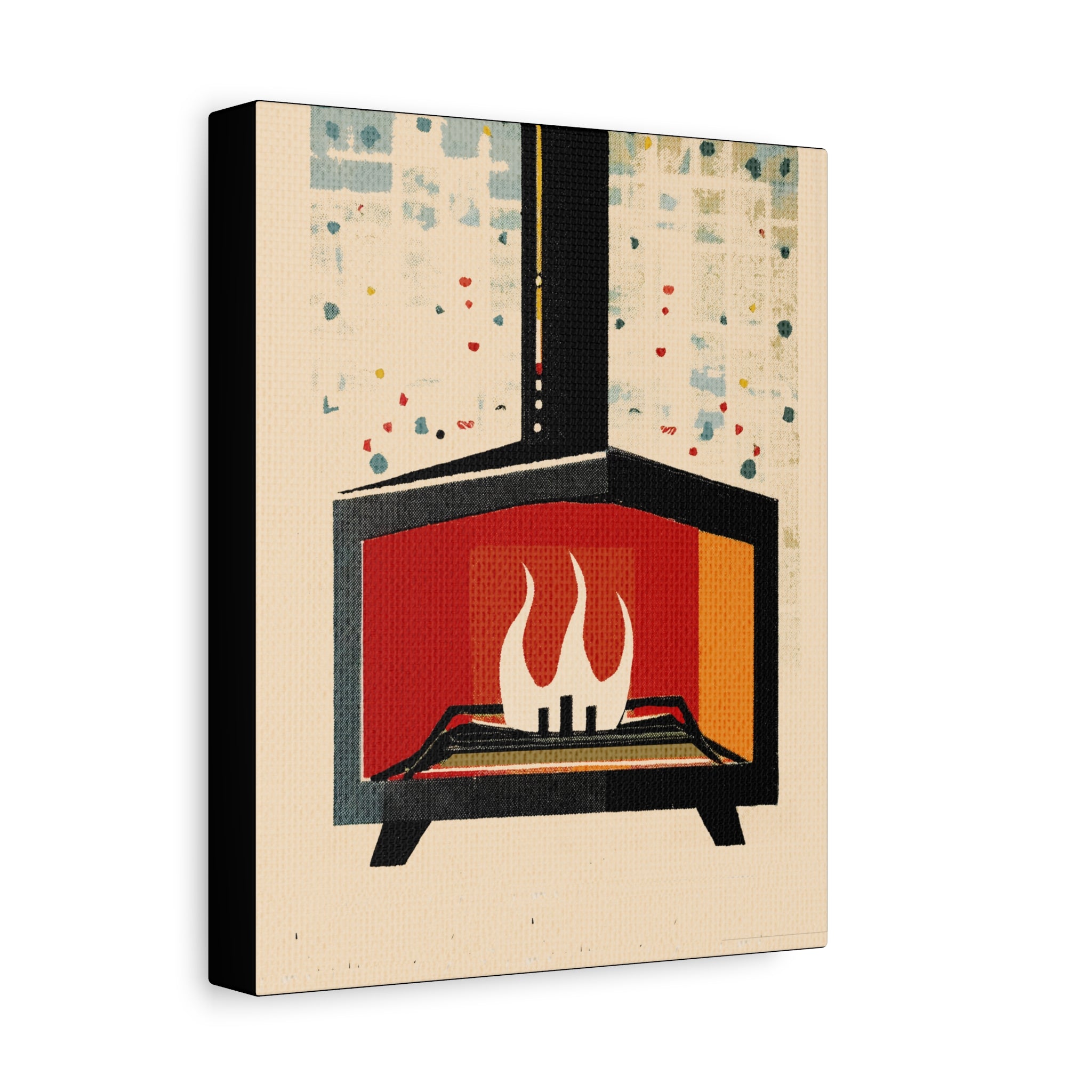 Mid Century Modern Fireplace Art Print - Matte Canvas, Stretched, 1.25"