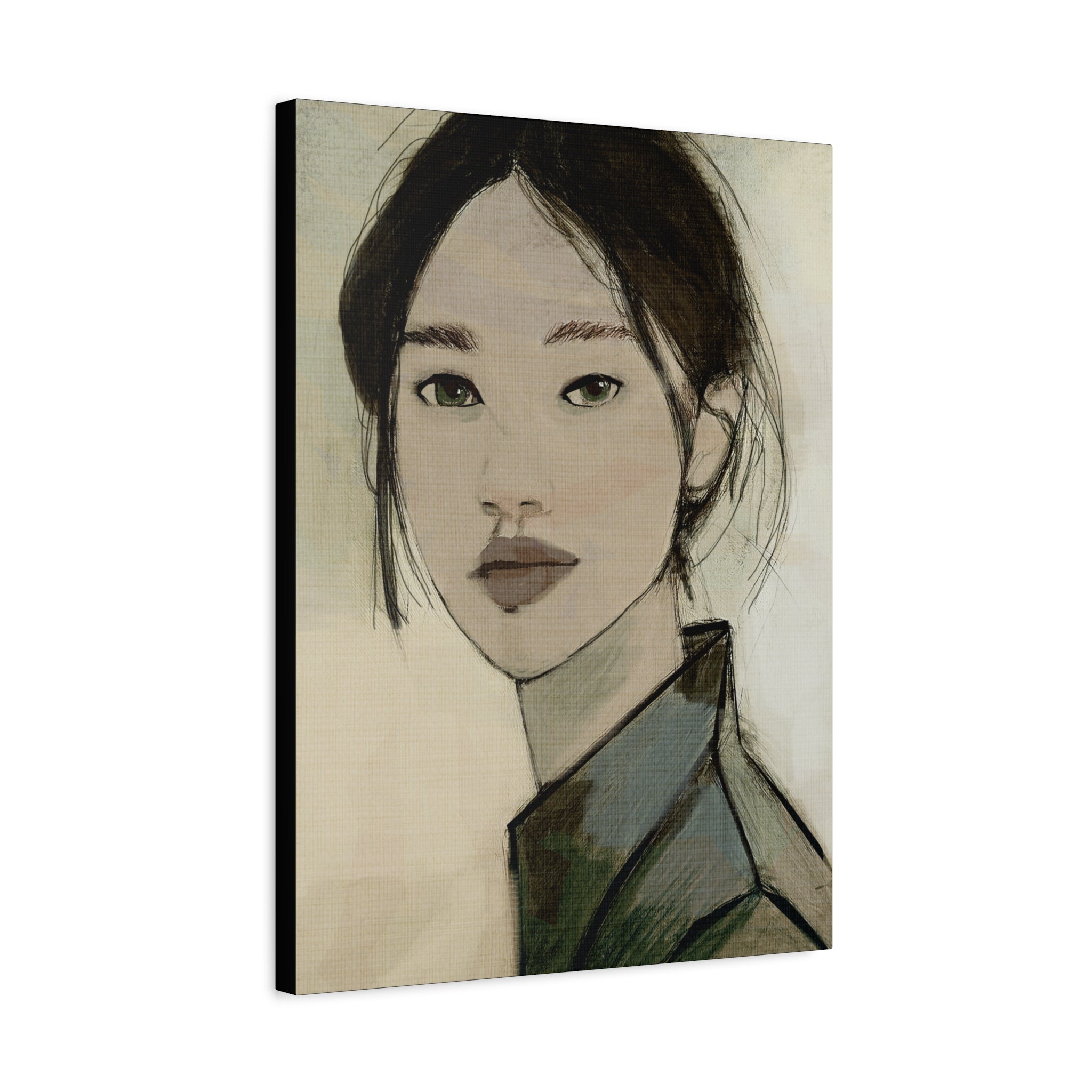 Abstract Woman Portrait Collaborative Modern Art Print Number Three- Matte Canvas, Stretched, 1.25"