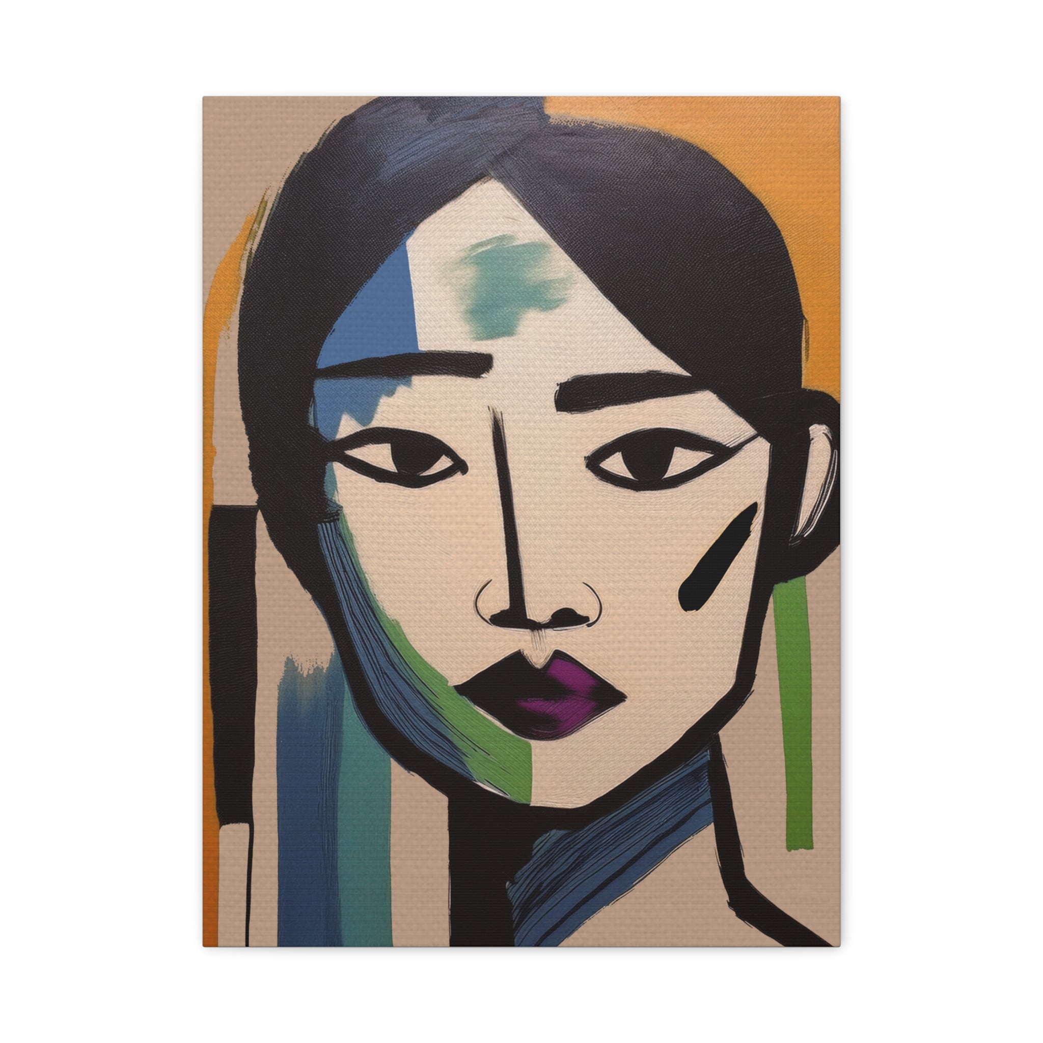 Abstract Warrior Woman Portrait Art Print - Matte Canvas, Stretched, 1.25"