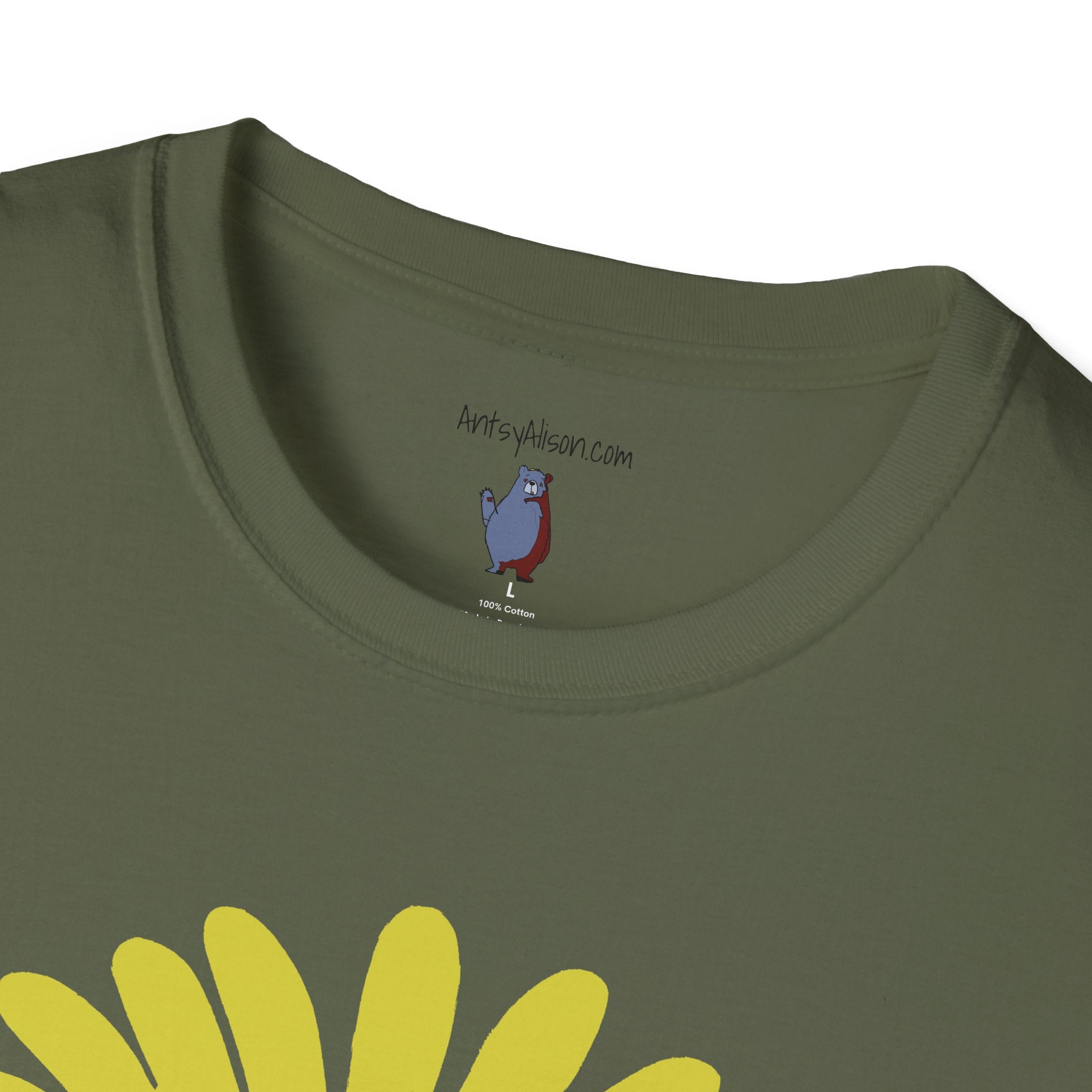 One Yellow Daisy Graphic Art Tee - 100% Cotton T-Shirt