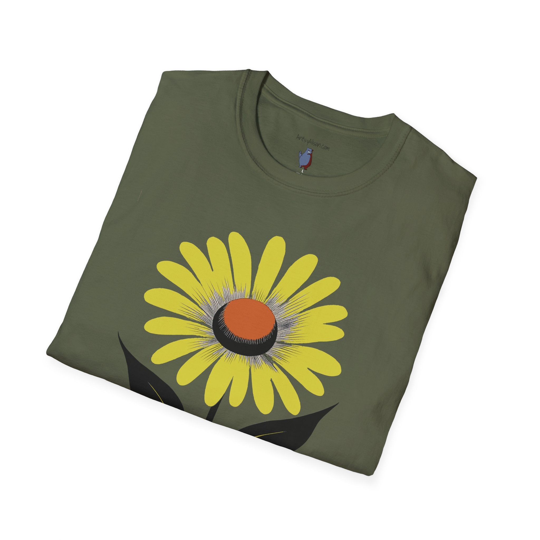 One Yellow Daisy Graphic Art Tee - 100% Cotton T-Shirt