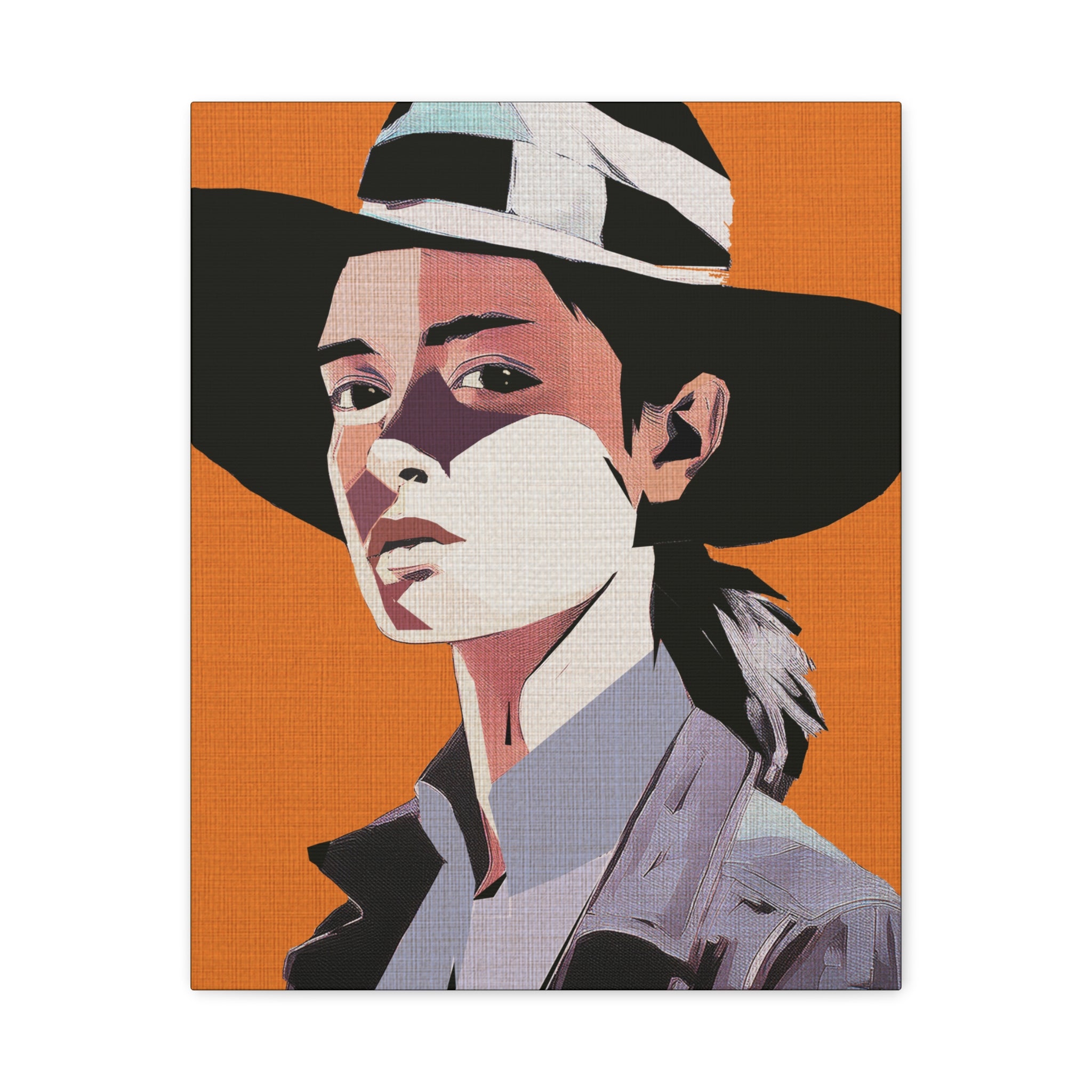 Abstract Cowgirl Portrait Collaborative Modern Art Print - Matte Canvas, Stretched, 1.25"