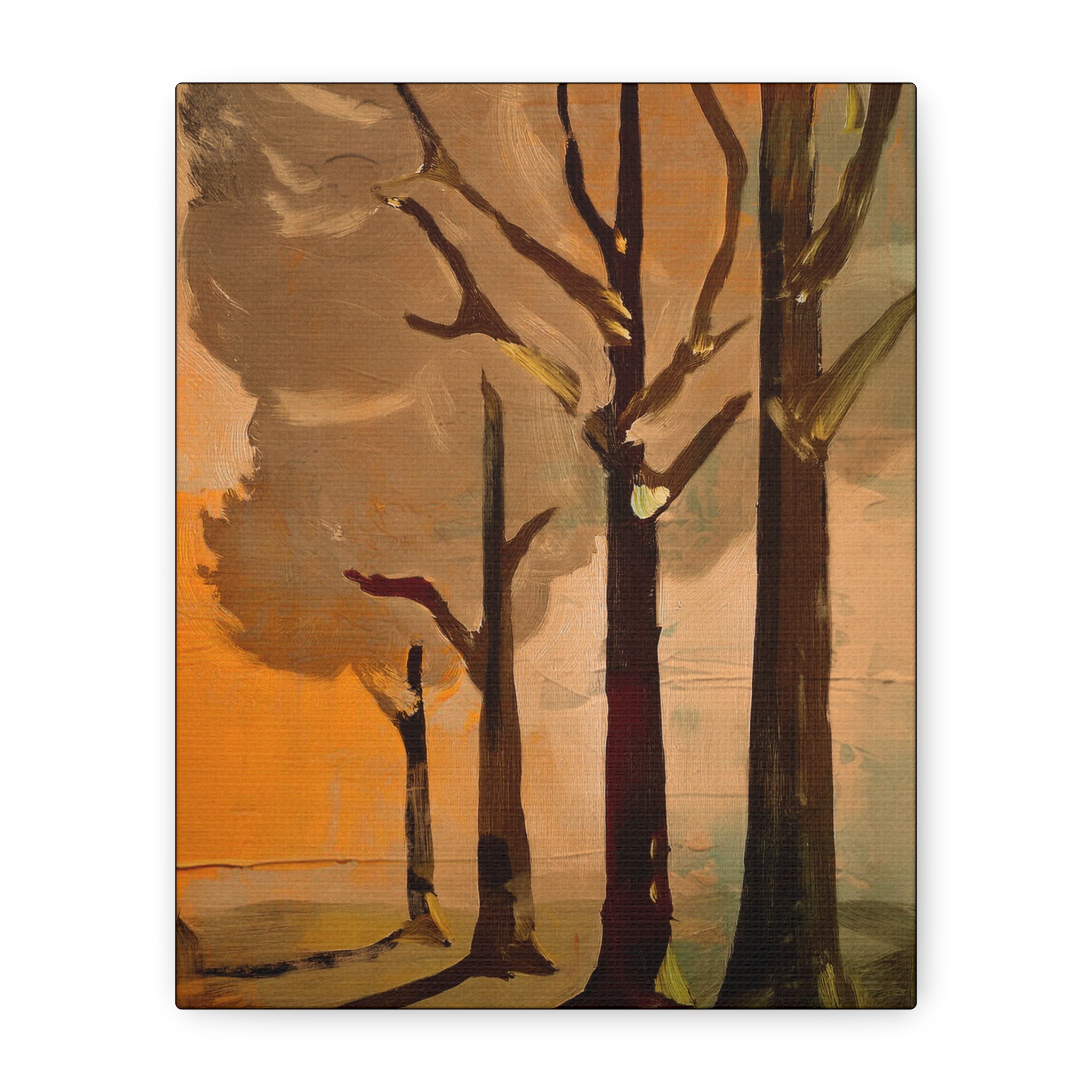 Midwest Mod Summer Cottonwood Trees Art Print - Matte Canvas, Stretched, 1.25"