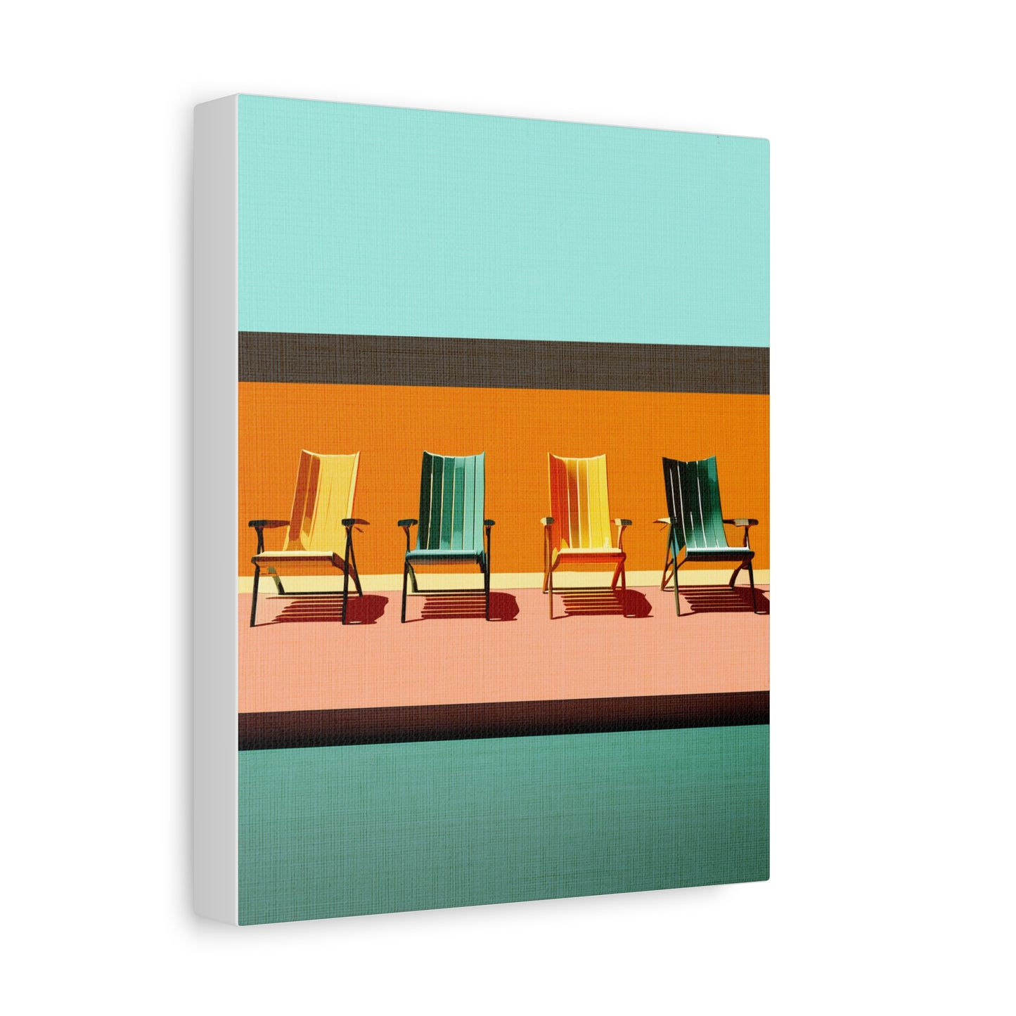 Midwest Modern Summer Vacation Pool Beach Chairs Art Print - Matte Canvas, Stretched, 1.25"