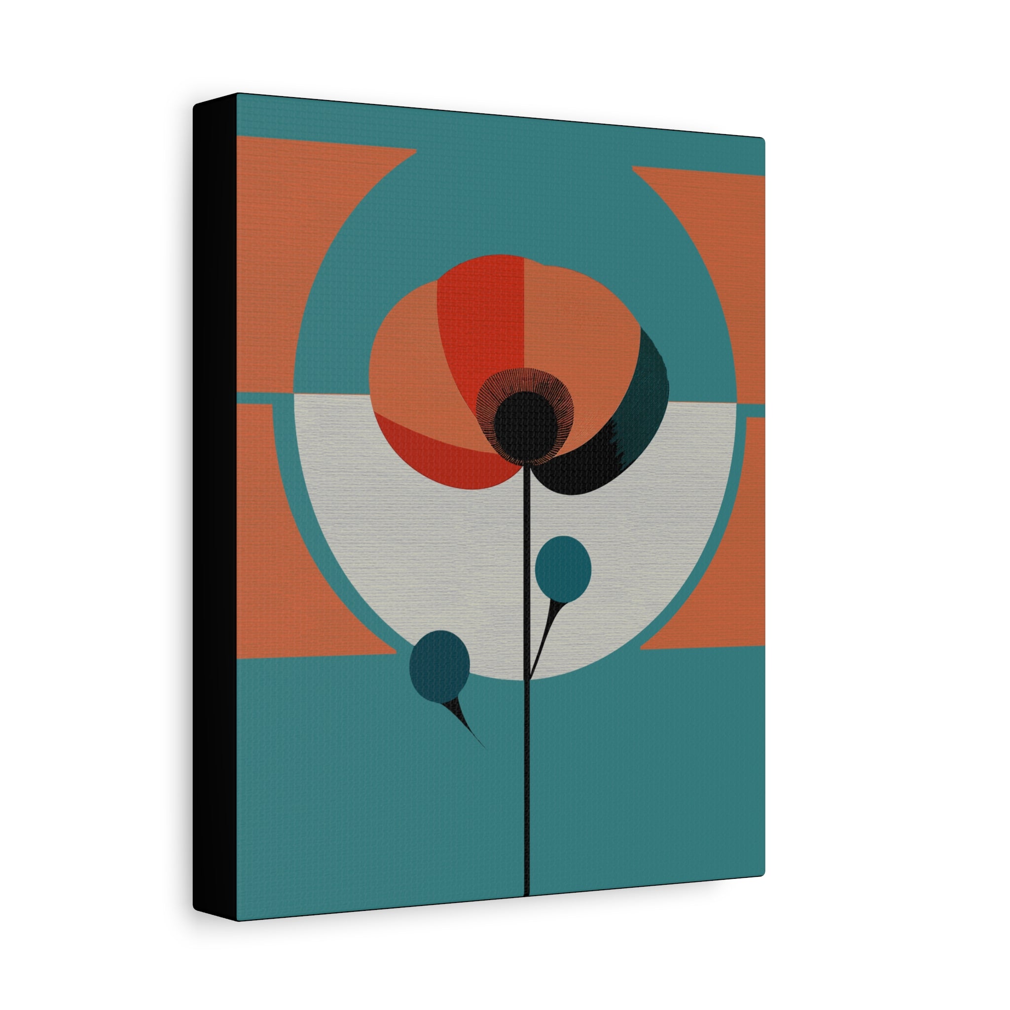 Mid Century Modern Poppy Flower Art Print - Matte Canvas, Stretched, 1.25"