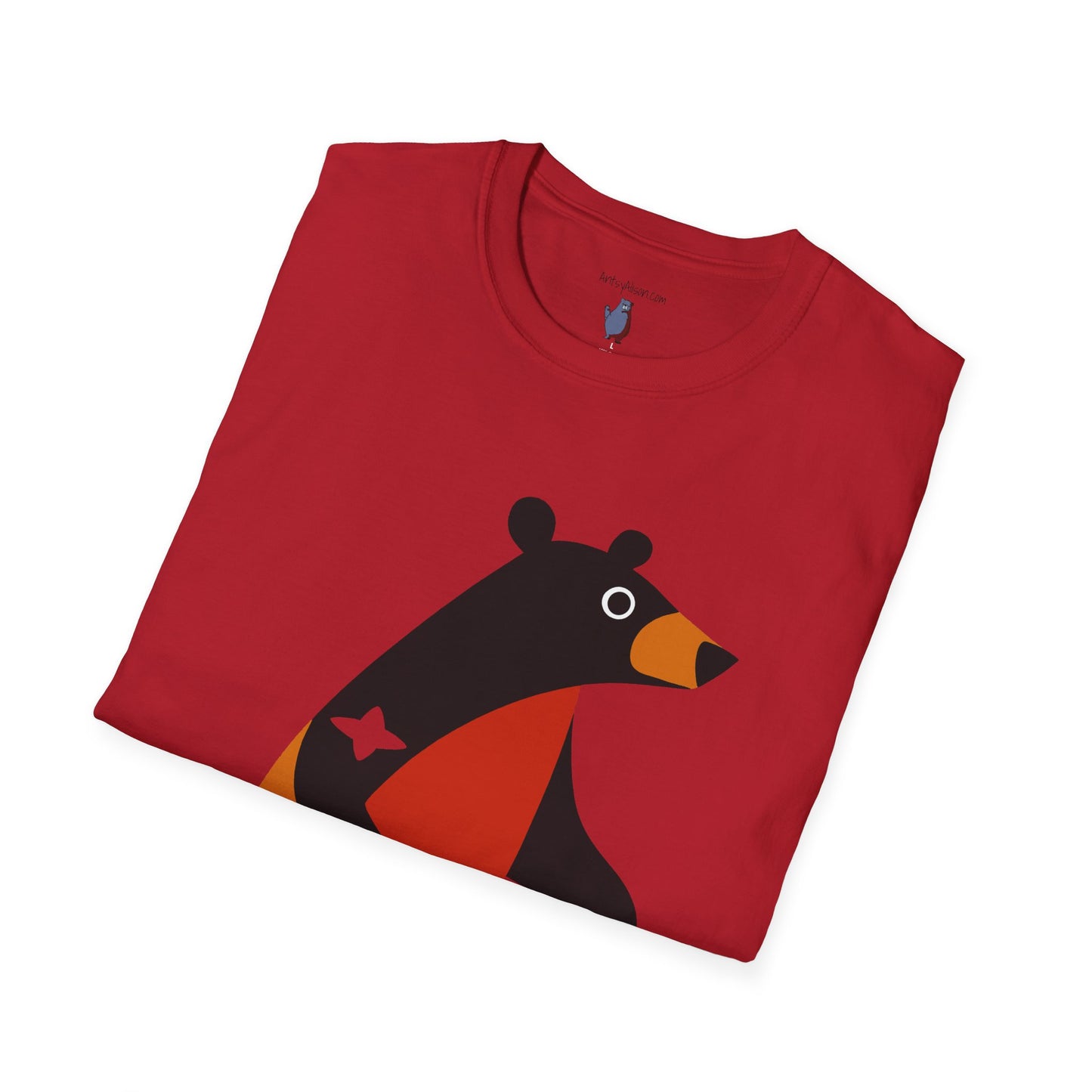 Mod Diamond Black Bear Graphic Art Tee - 100% Cotton T-Shirt