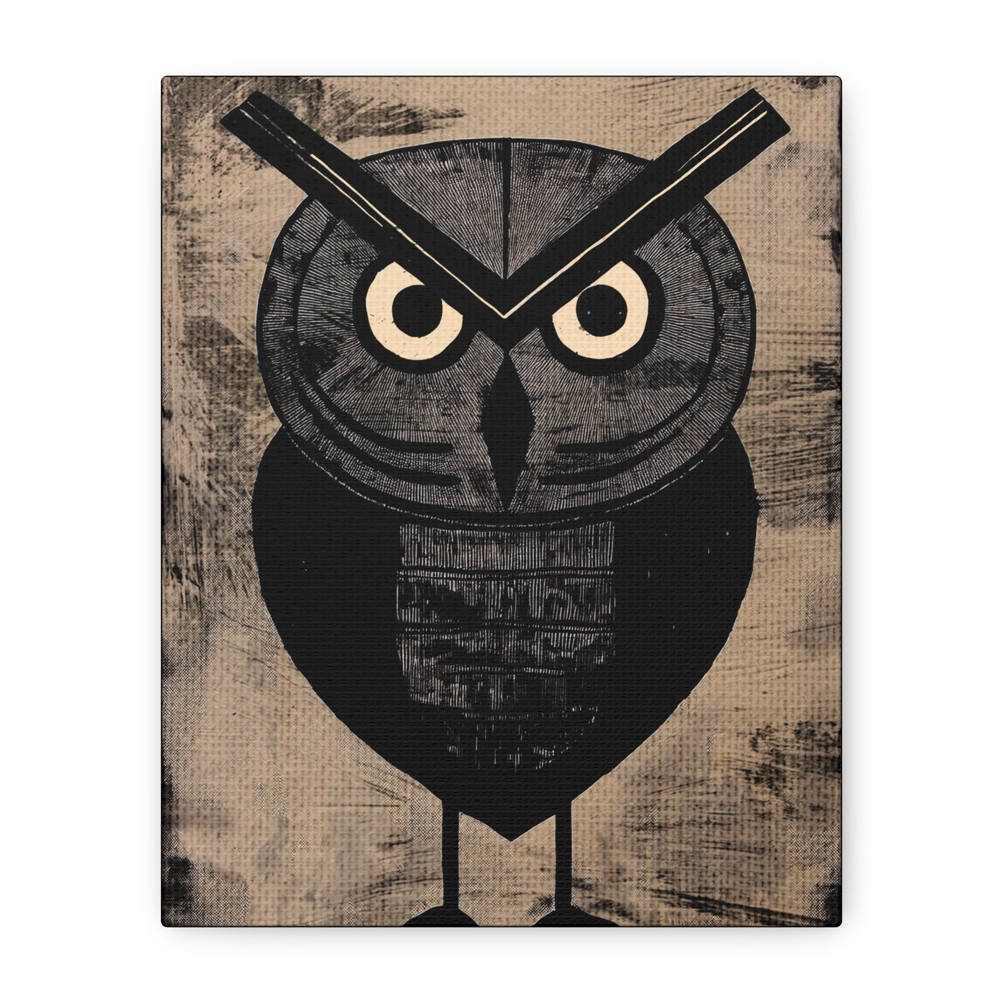 Mid Century Modern Short Owl No. 1 Art Print - Matte Canvas, Stretched, 1.25"