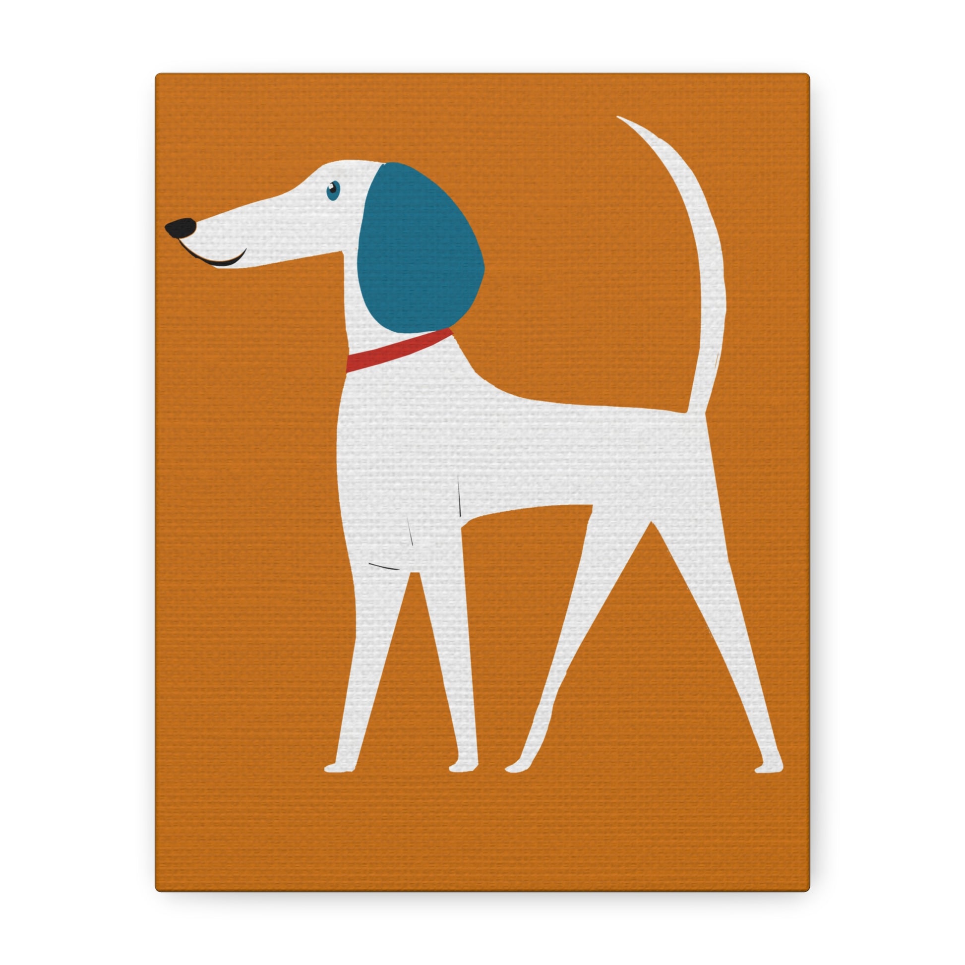Midwest Modern Retro White Dog Pup Print - Matte Canvas, Stretched, 1.25"