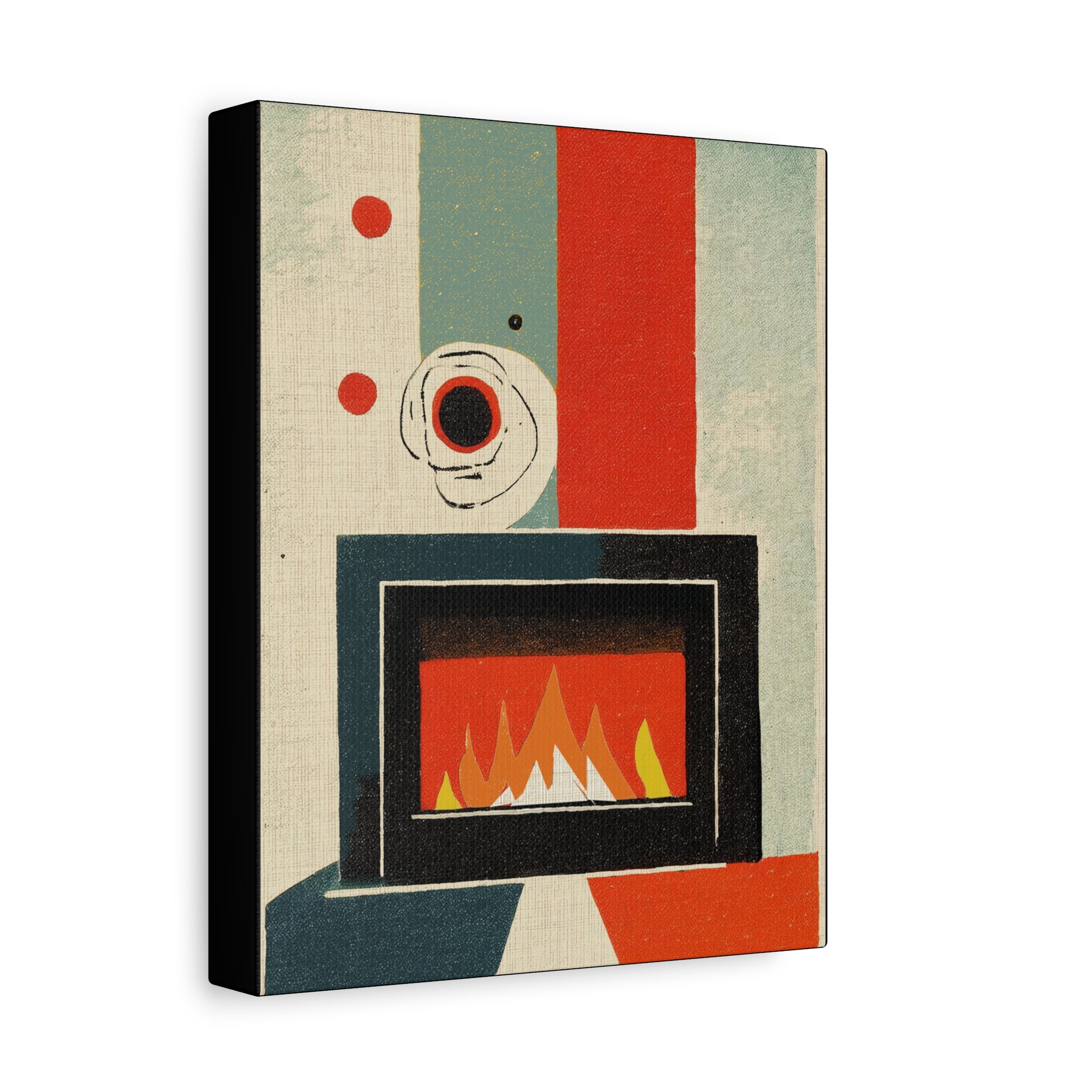Mid Century Modern Fireplace No. 4 Art Print - Matte Canvas, Stretched, 1.25"