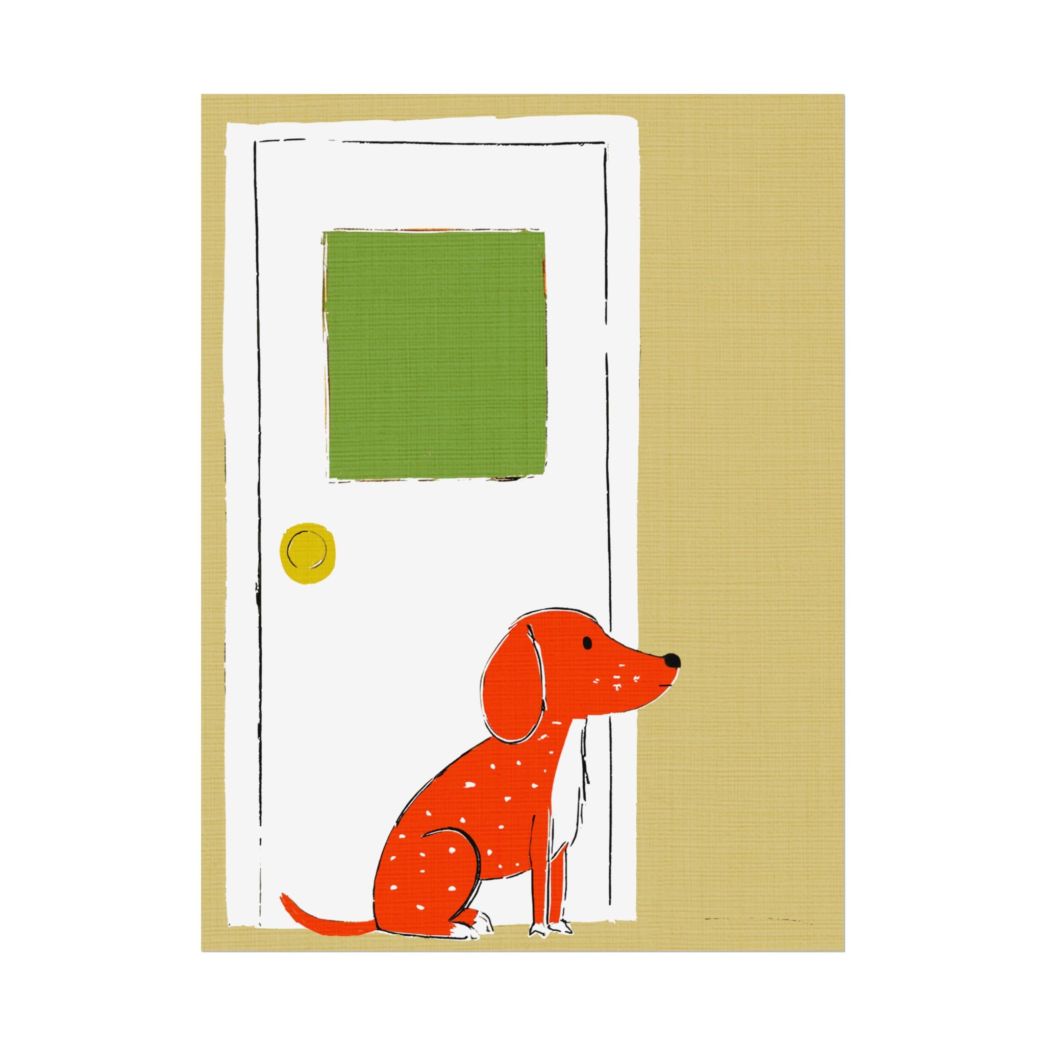 Midwest Mod Dog at Door Nursery Kids Art Print Rolled Poster | Wall Art, Midwest Mod, Dog, Dog at Door, Welcome Home