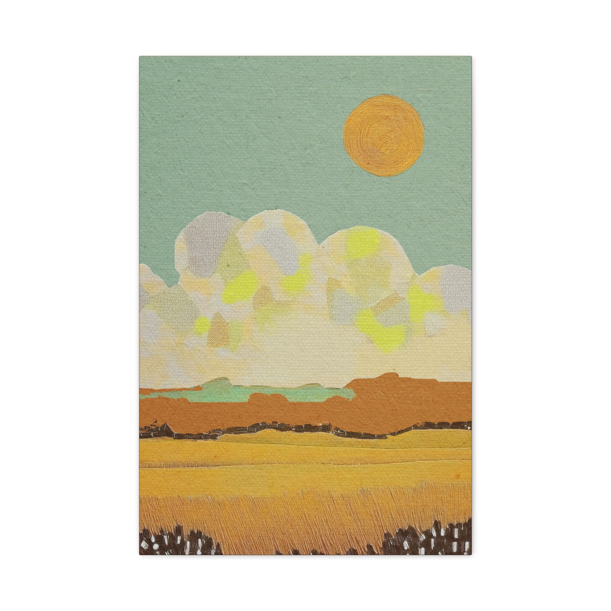 Midwest Mod Cloudy Day Landscape Art Print - Matte Canvas, Stretched, 1.25"