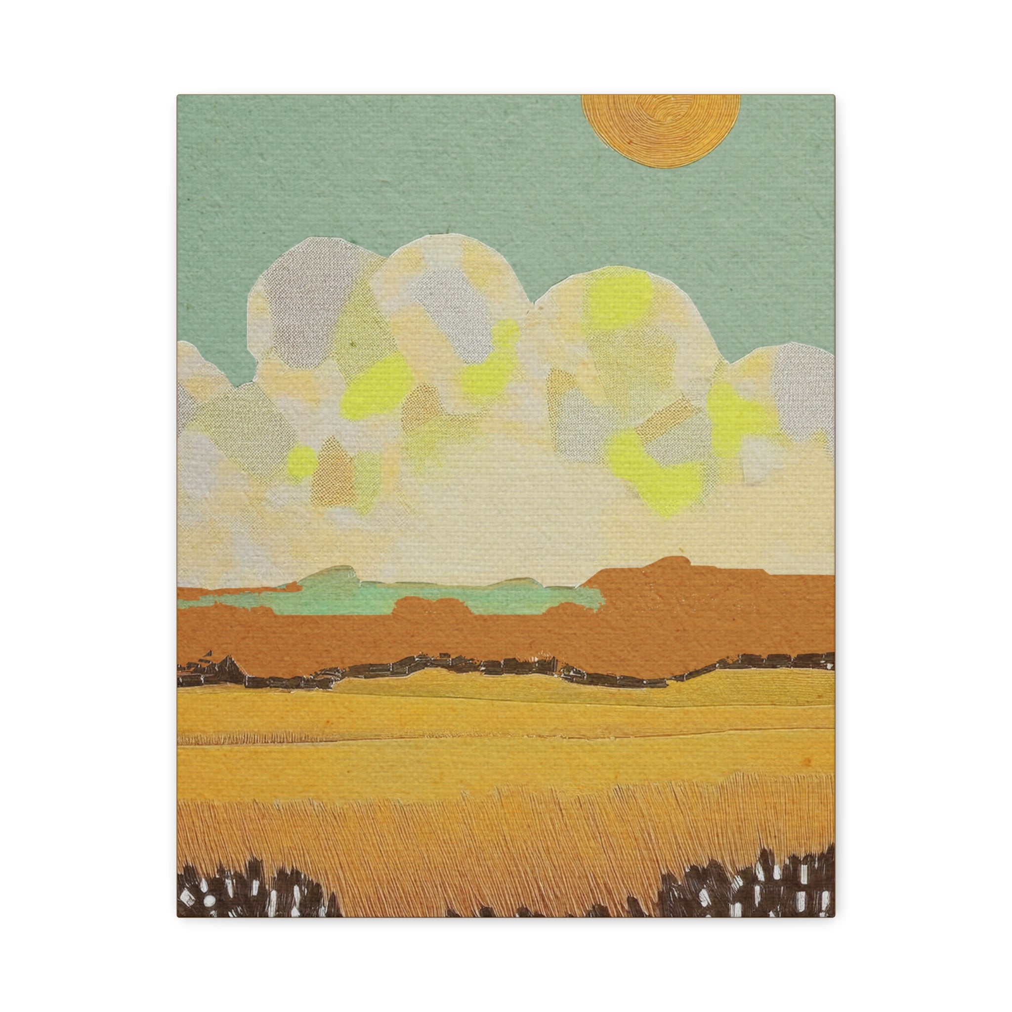 Midwest Mod Cloudy Day Landscape Art Print - Matte Canvas, Stretched, 1.25"