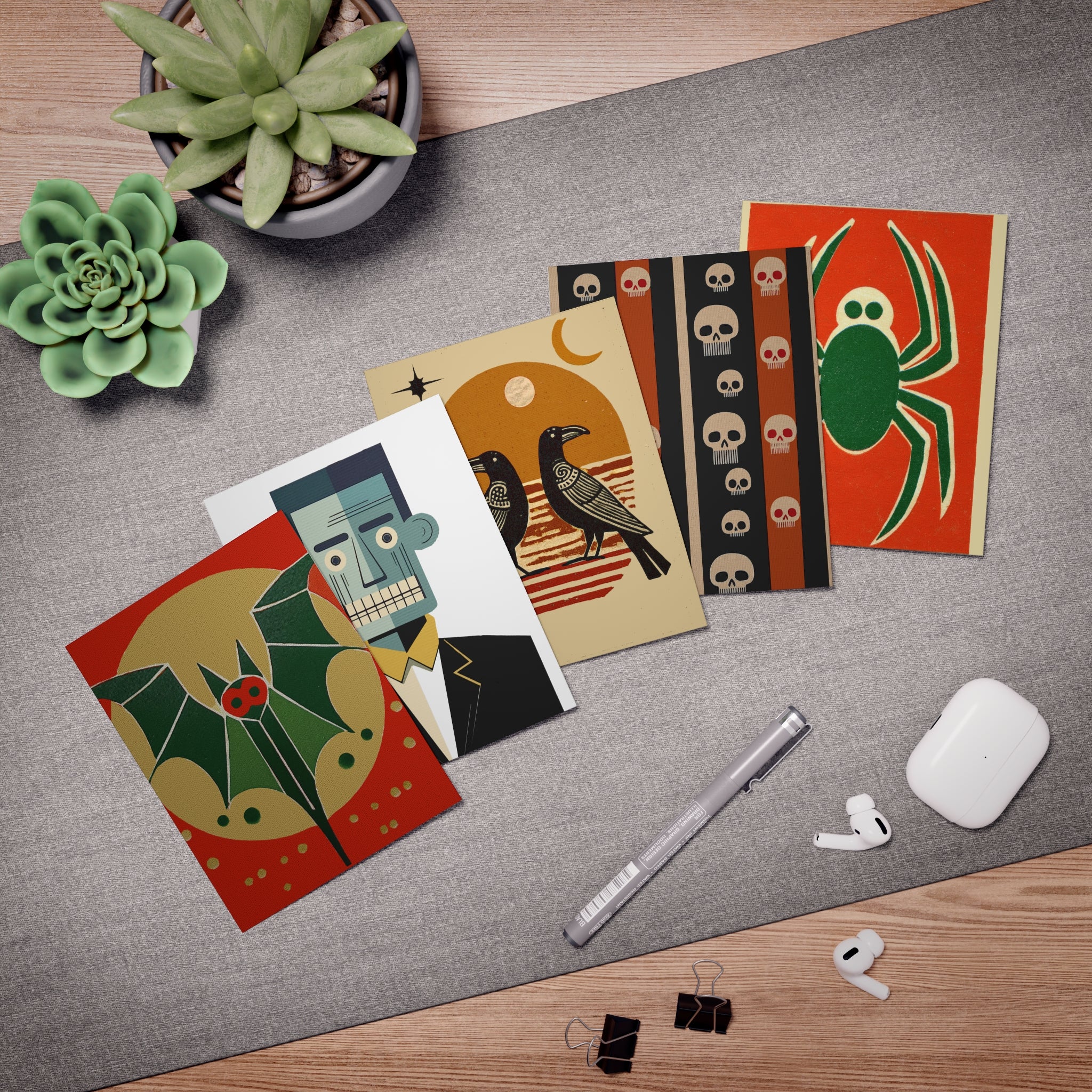 Multi-Design Halloween Greeting Card Number Two (5-Pack) -  Holiday Halloween Collection