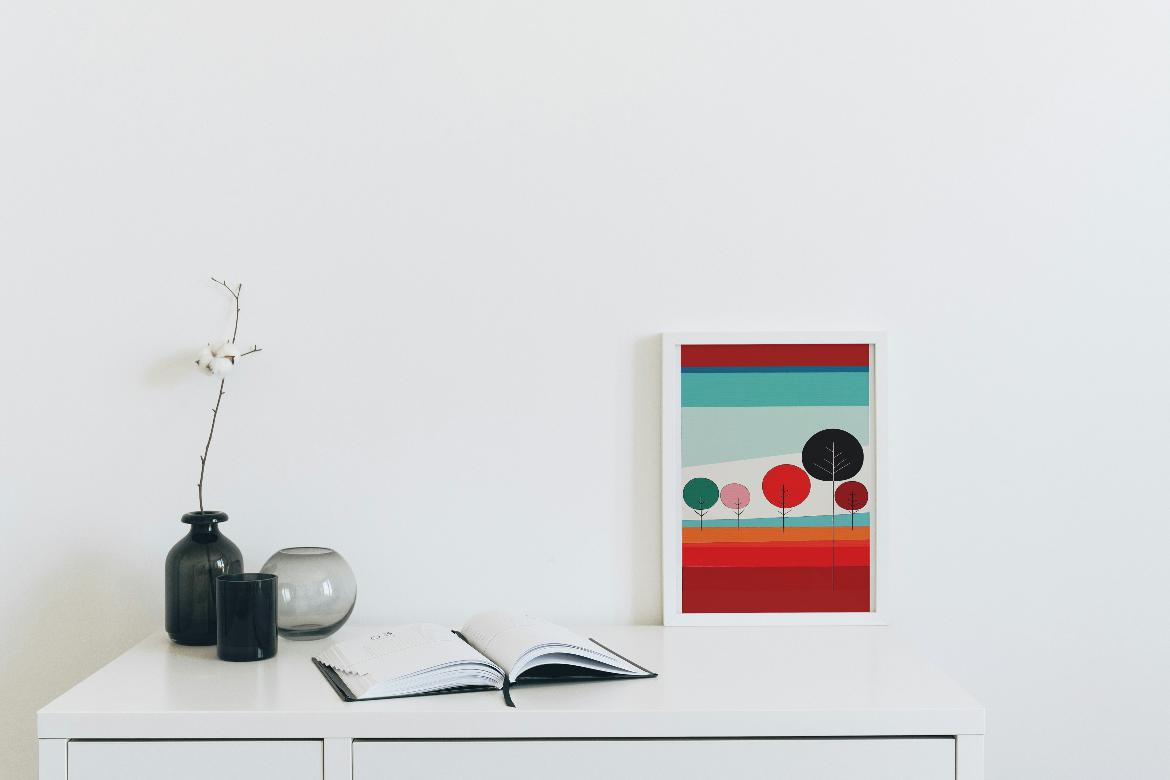 Colorful Striped Landscape with Trees - Matte Canvas, Stretched, 1.25"