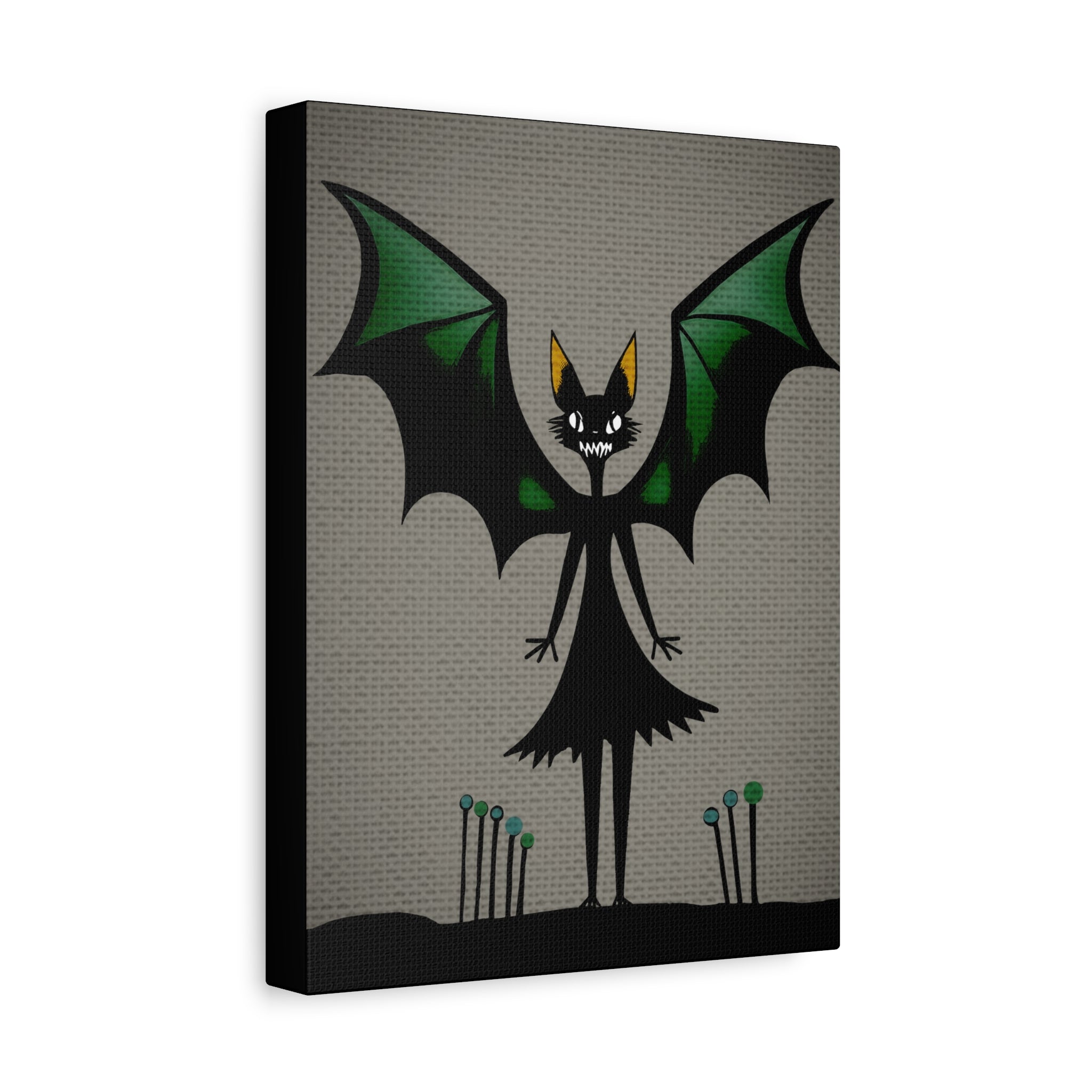 Halloween Seasonal Midwest Mod Batgirl Art Print  - Matte Canvas, Stretched, 1.25"