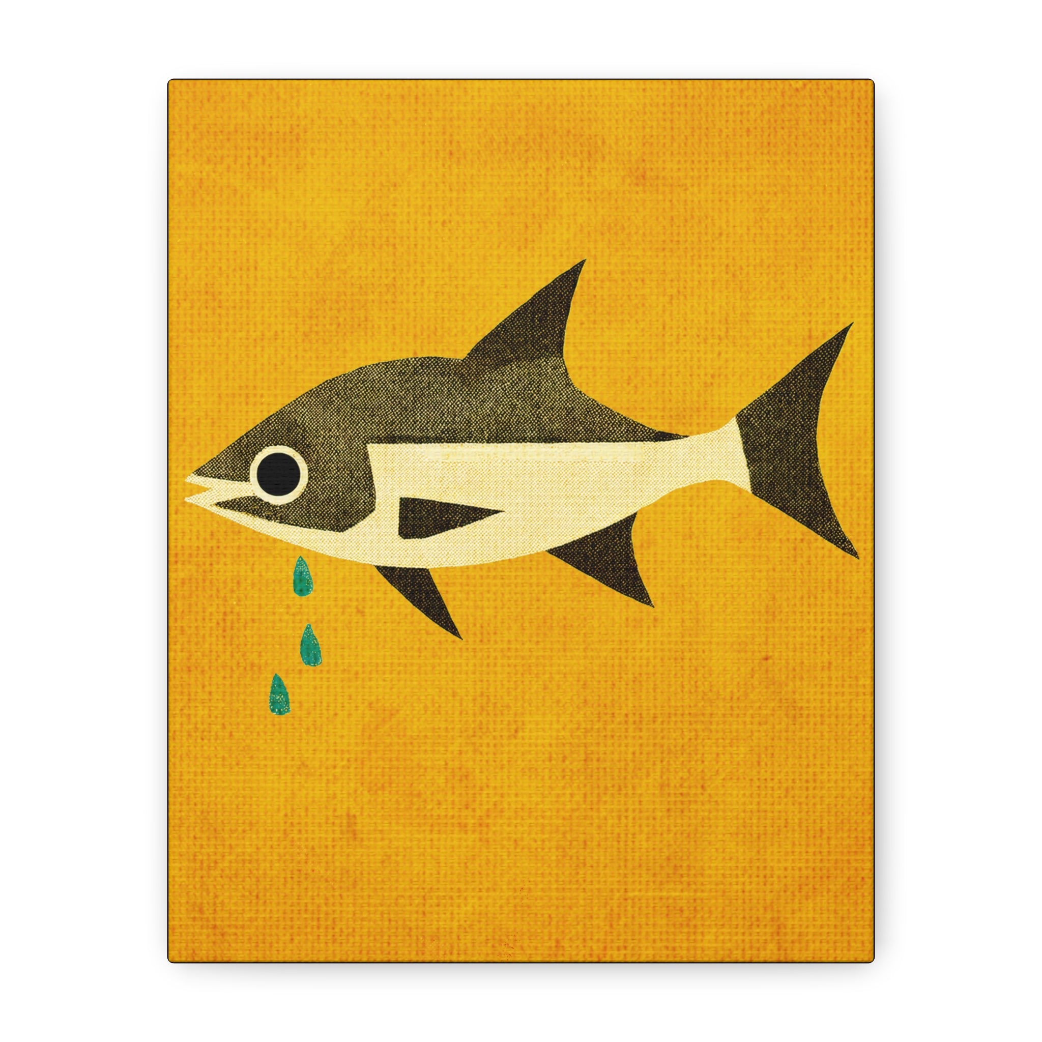 Don't Cry Mod Abstract Fish Art Print - Matte Canvas, Stretched, 1.25"