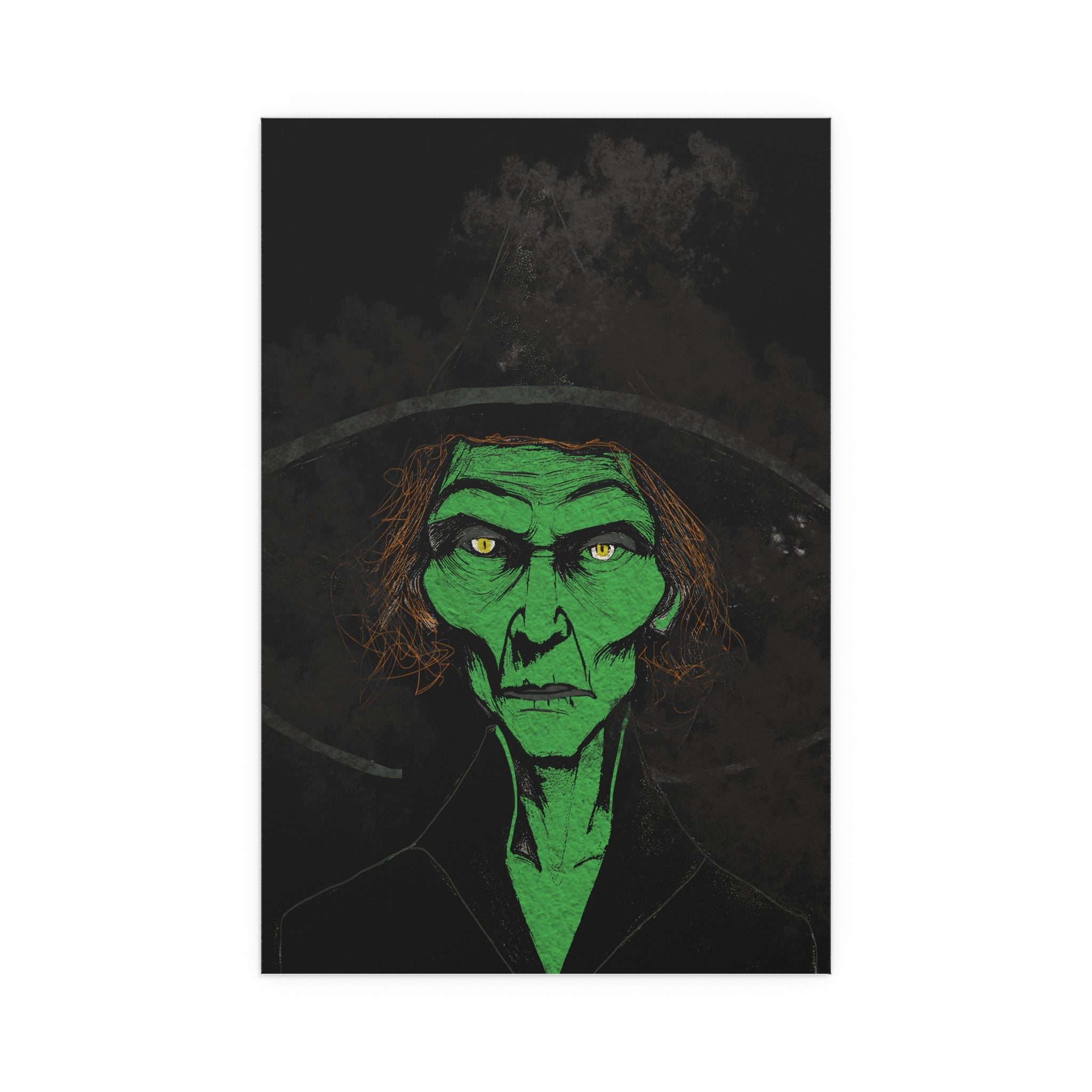 Midwest Mod Mean Green Witch Seasonal Silk Poster, Indoor and Outdoor Decor, Unique Home Decor, Seasonal Decor, Halloween, Witch