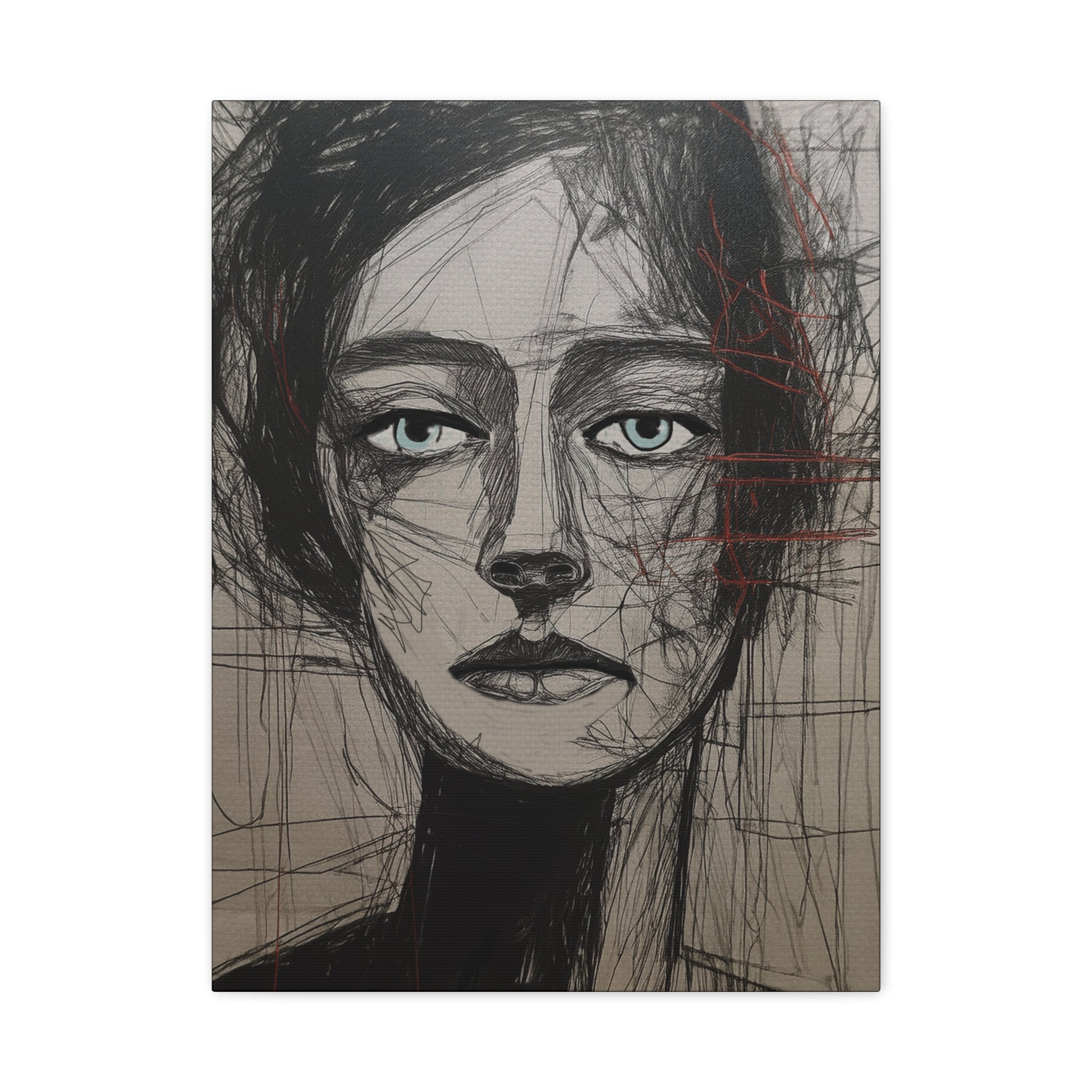 Abstract Woman Portrait Collaborative Modern Art Print Number Two- Matte Canvas, Stretched, 1.25"