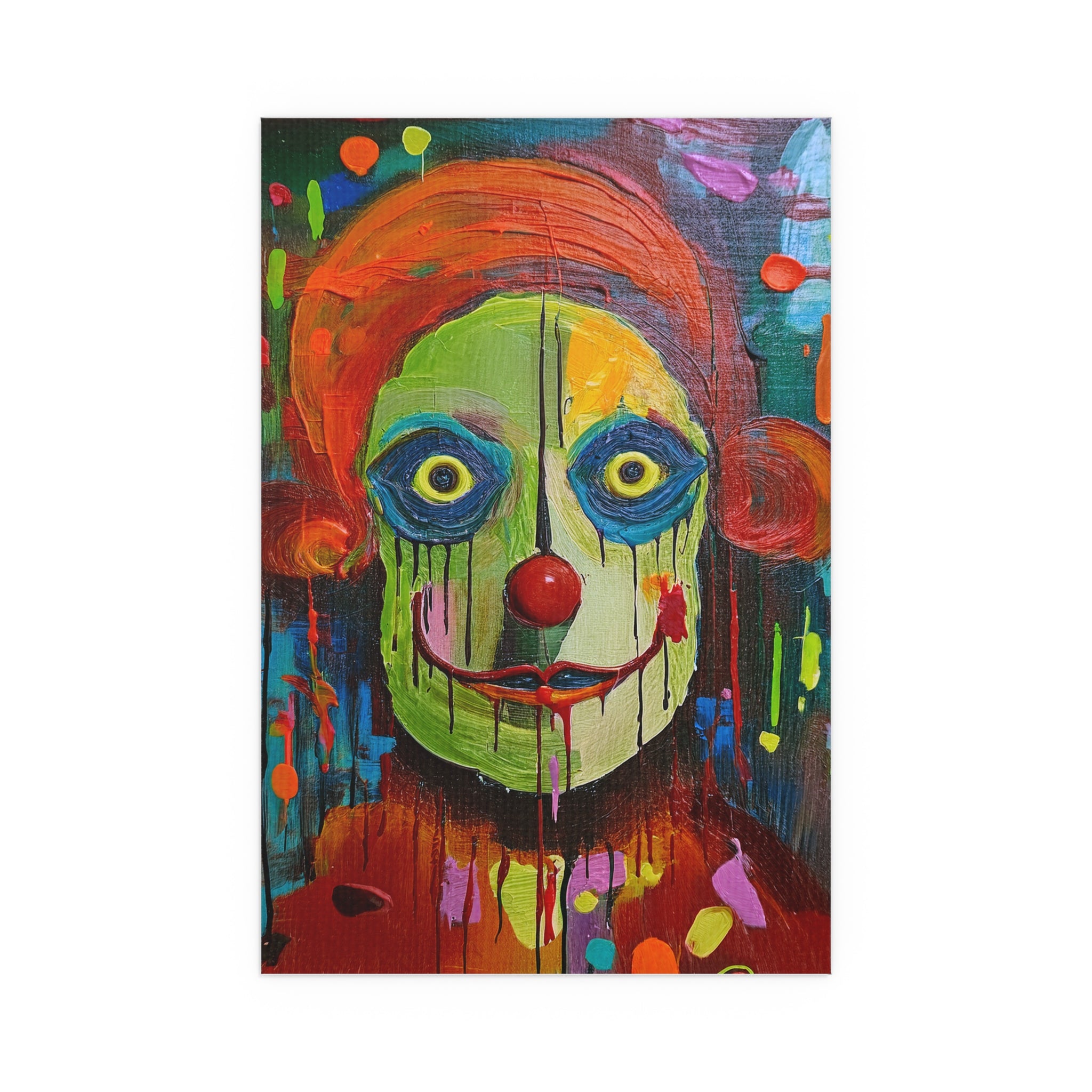 Midwest Mod Creepy Clown Seasonal Silk Poster, Indoor and Outdoor Decor, Unique Home Decor, Seasonal Decor, Halloween, Creepy Clown