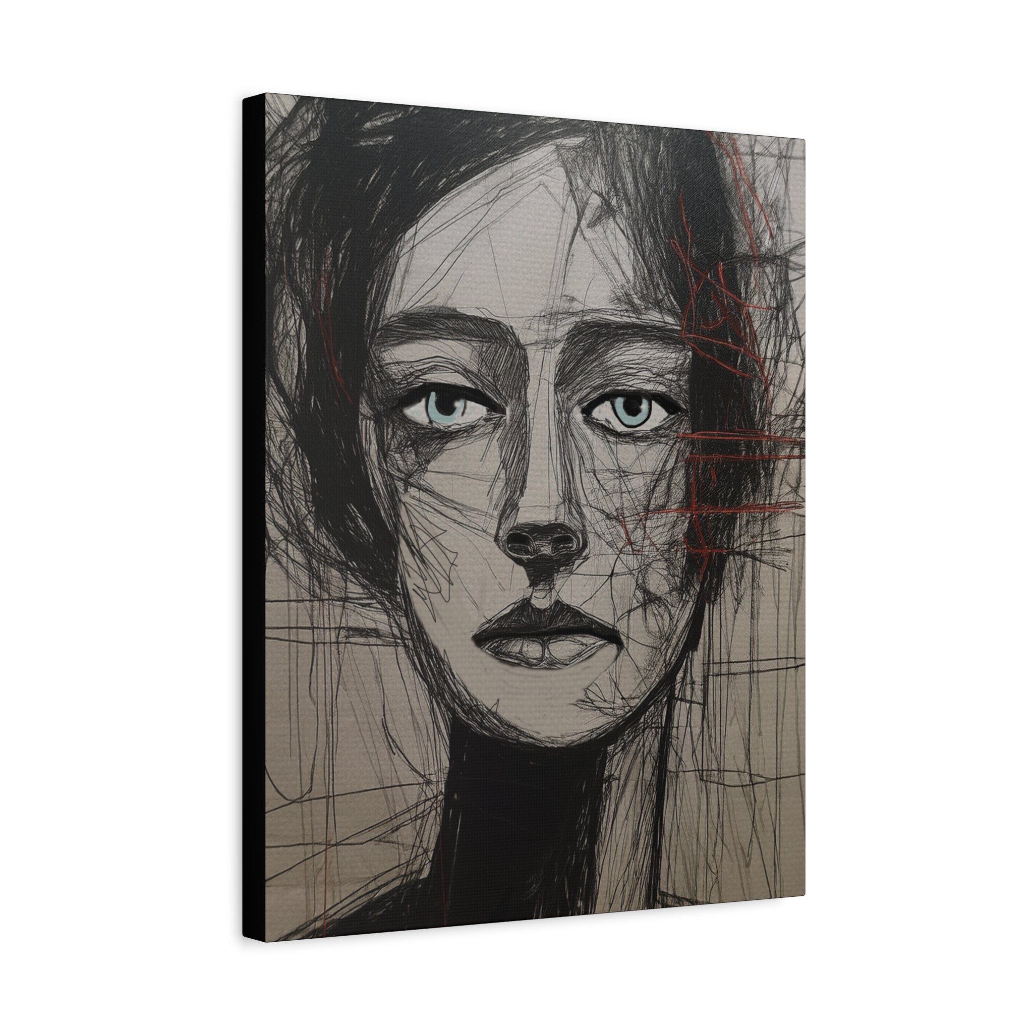 Abstract Woman Portrait Collaborative Modern Art Print Number Two- Matte Canvas, Stretched, 1.25"