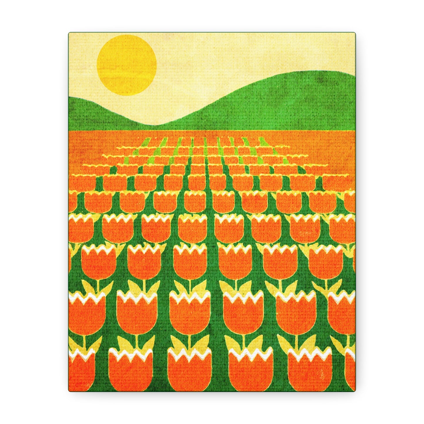 Midwest Modern Tulip Field Landscape Print - Matte Canvas, Stretched, 1.25"