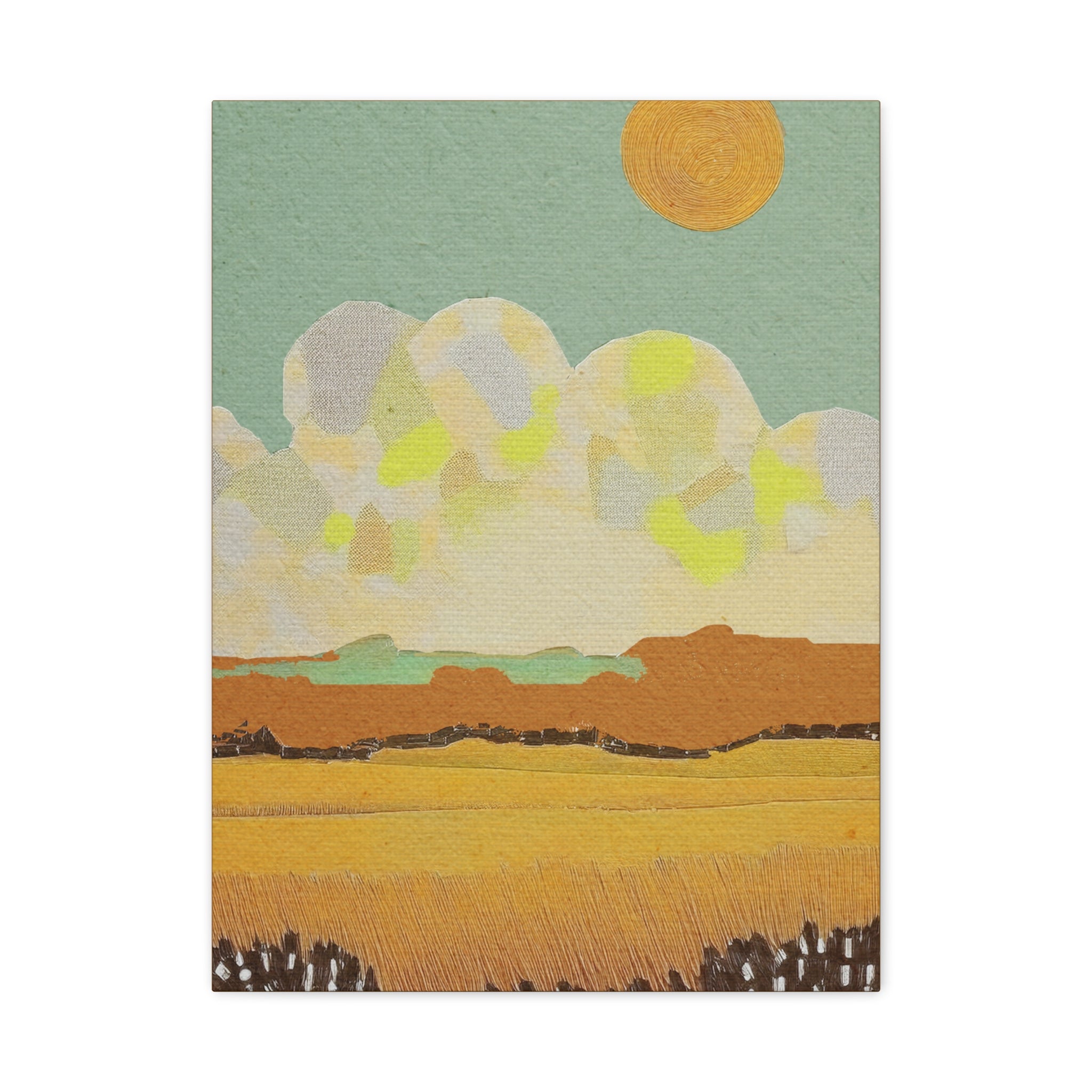 Midwest Mod Cloudy Day Landscape Art Print - Matte Canvas, Stretched, 1.25"