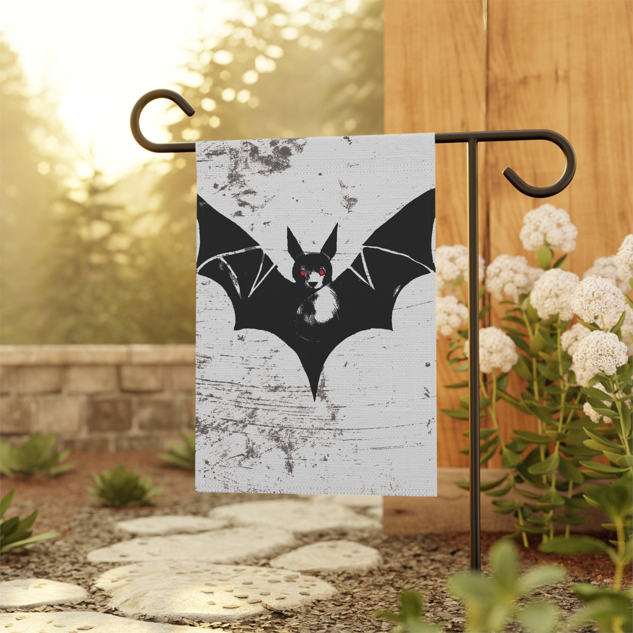 Halloween Seasonal Midwest Mod Single Black Bat Whimsical Yard Decoration, Unique Home & Garden Decor, House Flag, Garden Banner