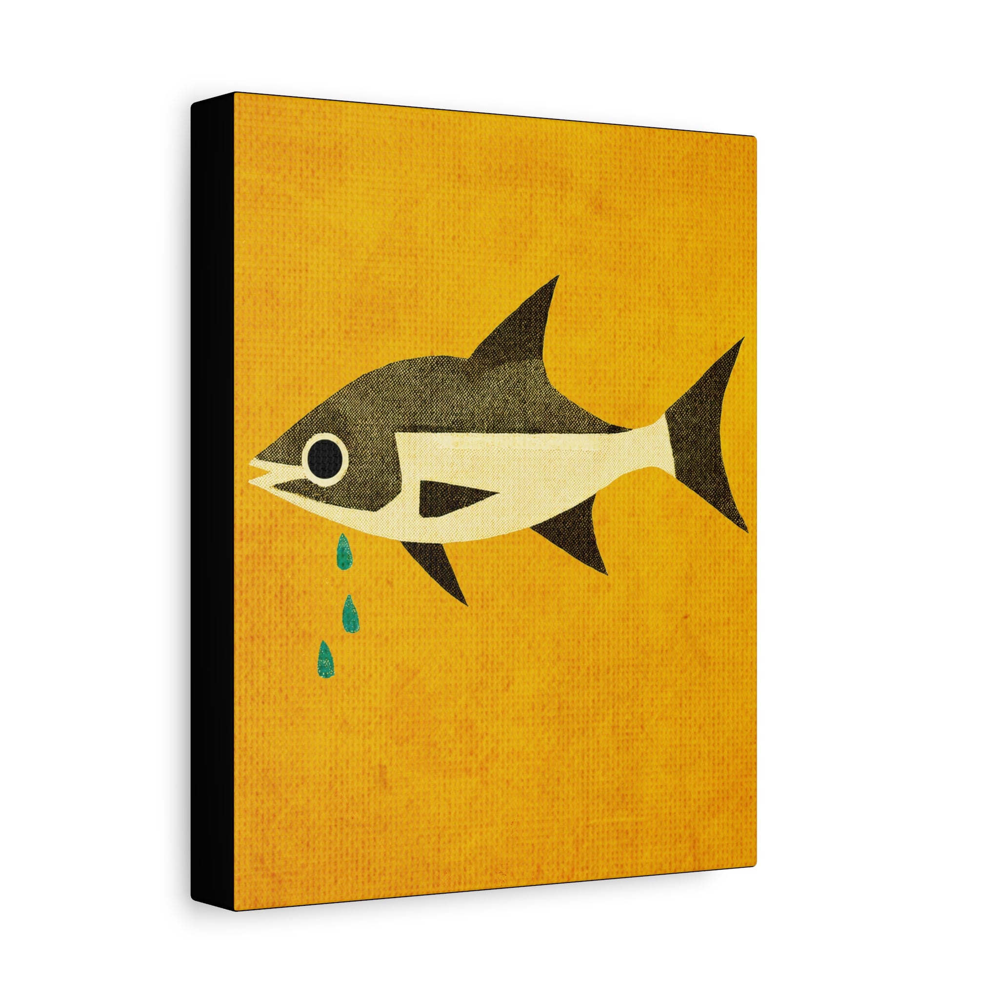 Don't Cry Mod Abstract Fish Art Print - Matte Canvas, Stretched, 1.25"