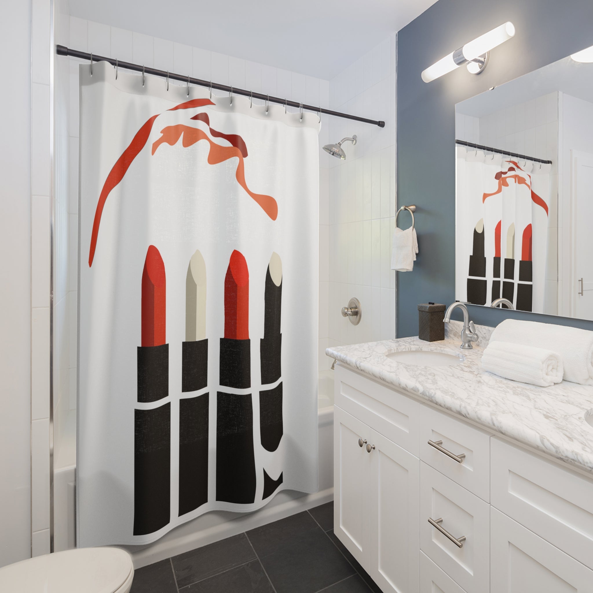 Modern Graphic Pop Art Lipstick Lipsticks Shower Curtain