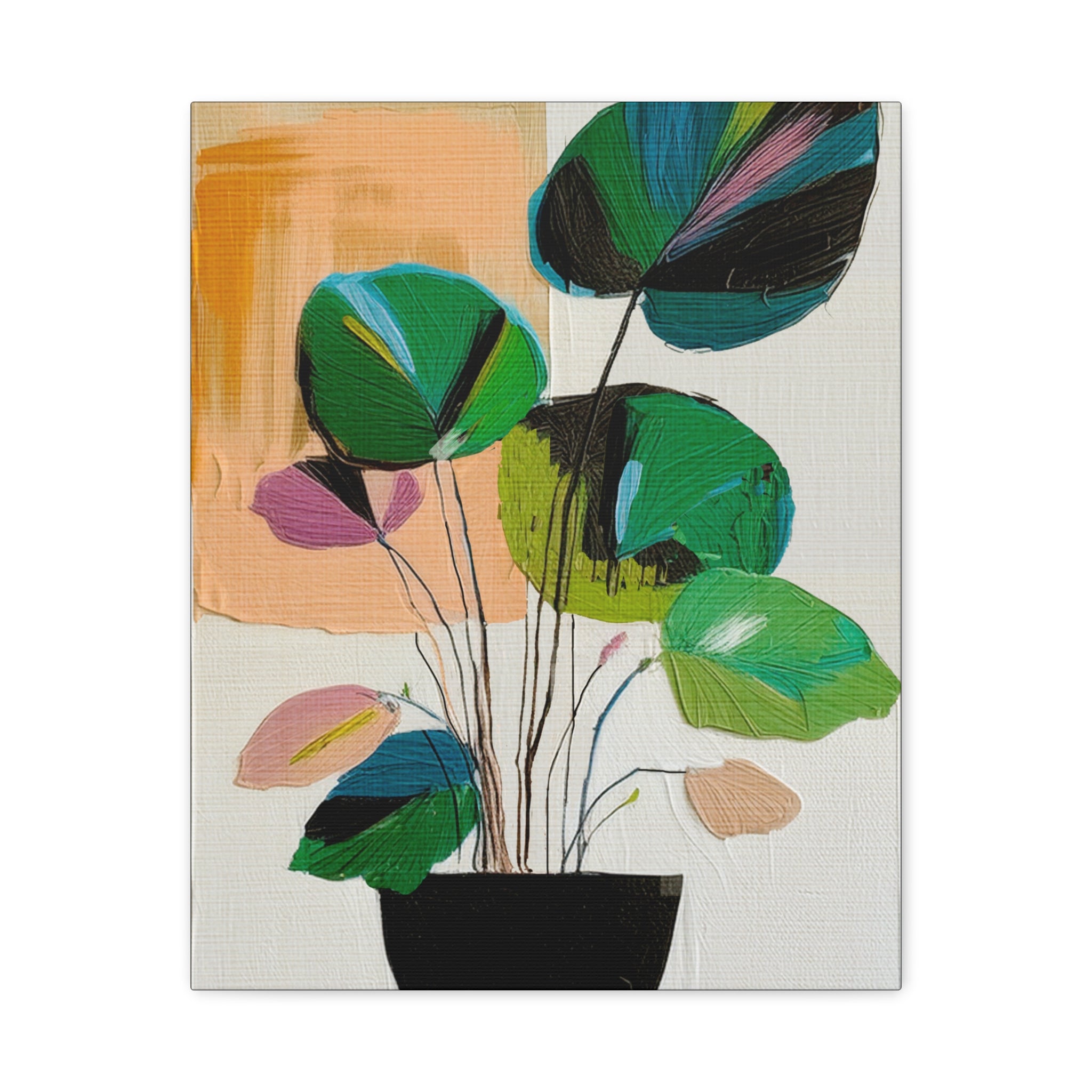 Midwest Mod Abstract Houseplant Plant Art Print No. 600 - Matte Canvas, Stretched, 1.25"