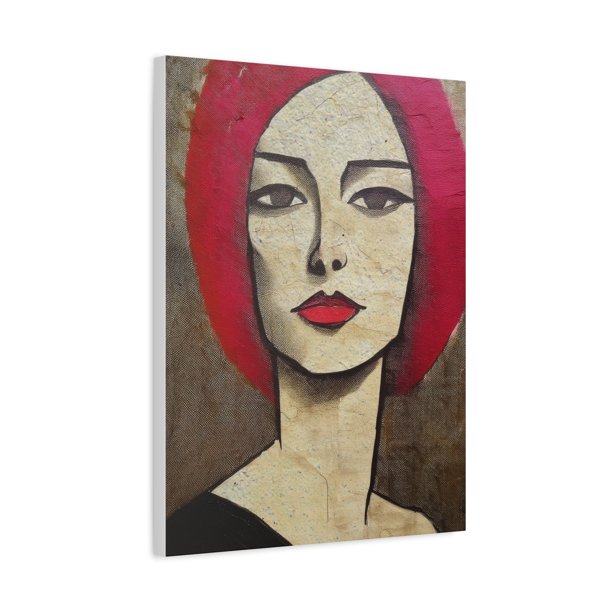 Abstract Woman Girl Portrait Pink Positive Print - Matte Canvas, Stretched, 1.25"